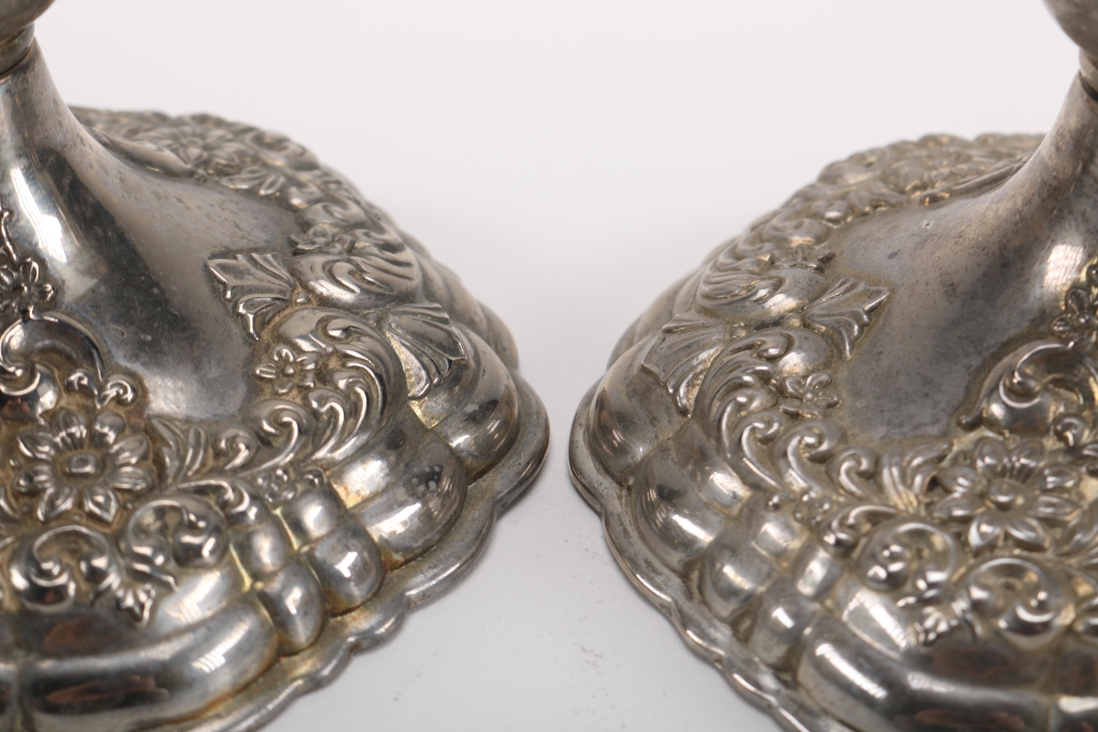 Collection of Silver Plated Candlesticks Including Wallace "Baroque"