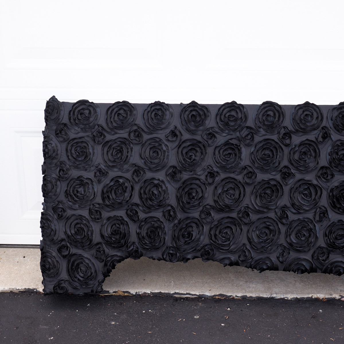 Black Silk Rose Curtain Cornice Box
