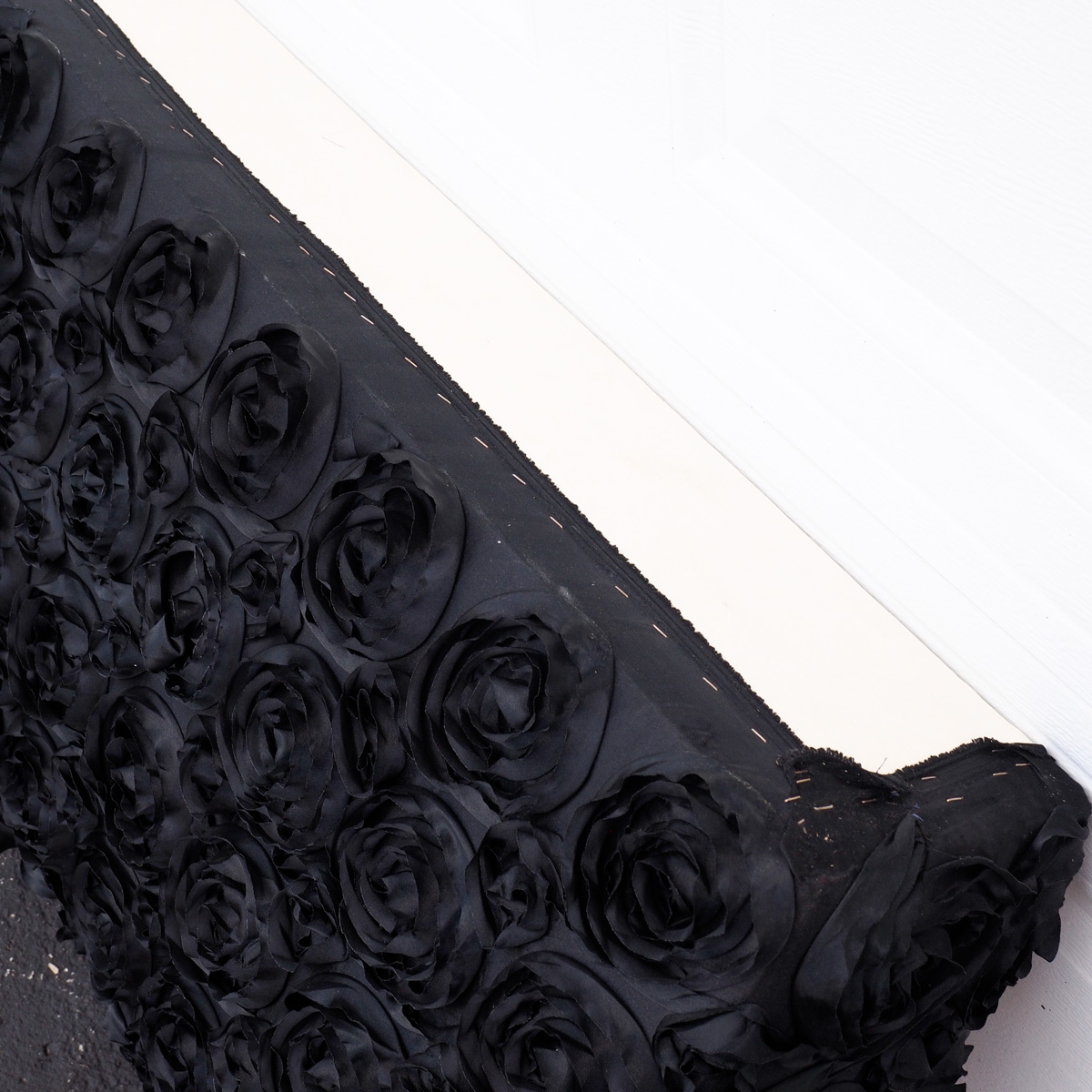 Black Silk Rose Curtain Cornice Box
