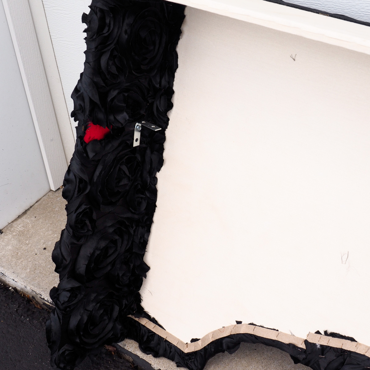 Black Silk Rose Curtain Cornice Box