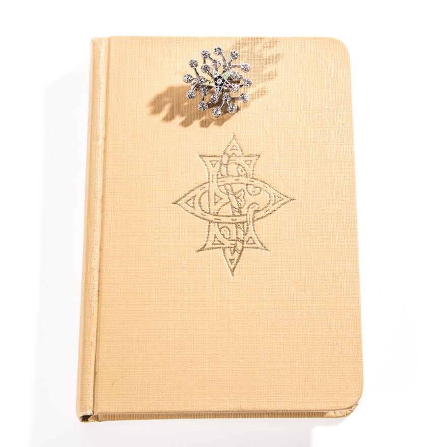 Order of the Eastern Star Handbook and Rhinestone Brooch