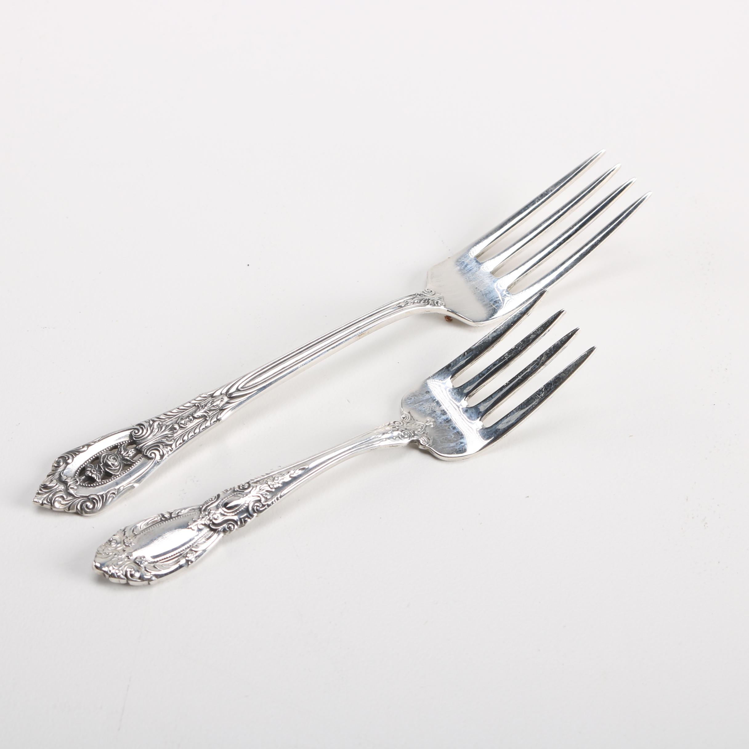 Wallace and Towle Sterling Flatware in "Rose Point" and "King Richard" Patterns