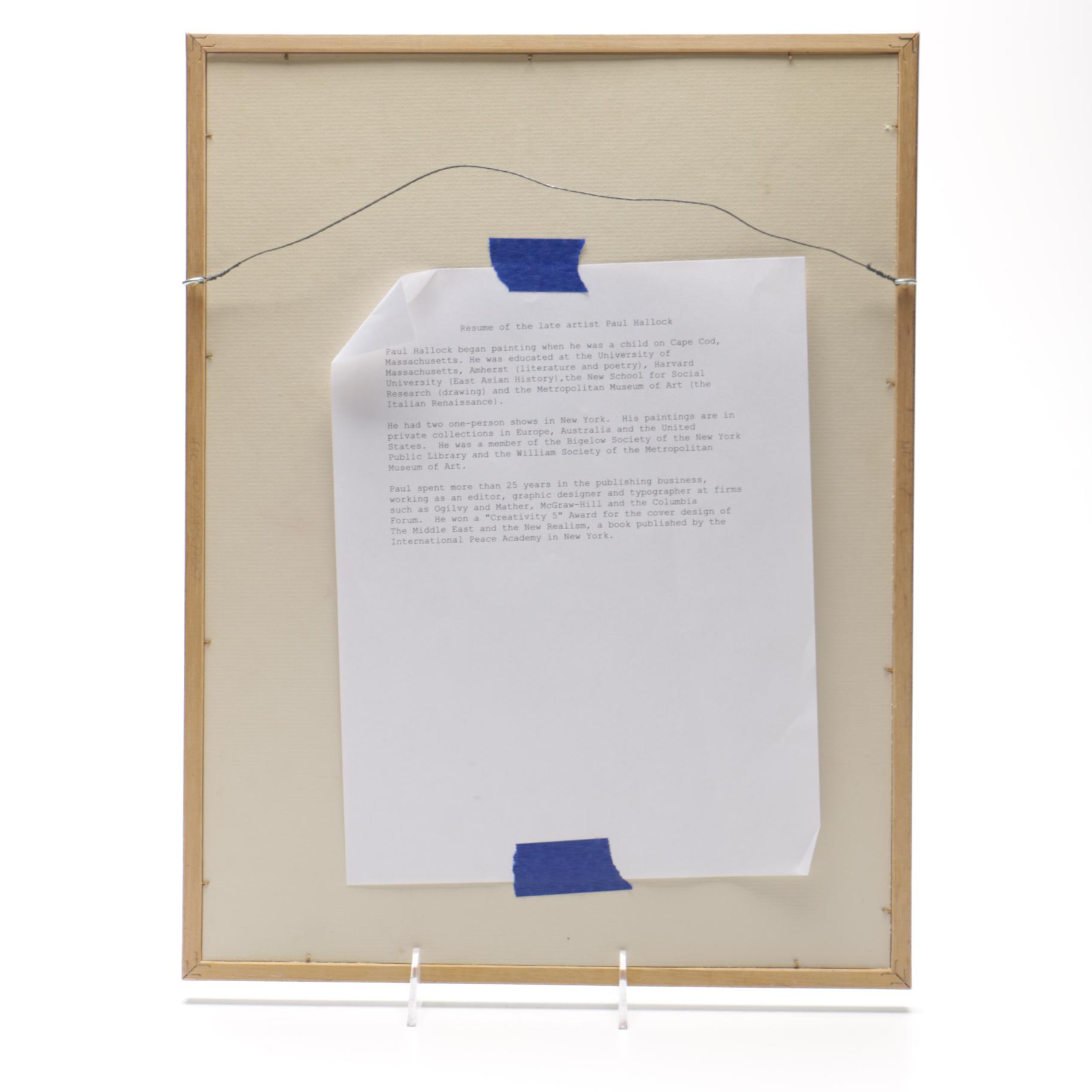 Paul Hallock Watercolor on Paper