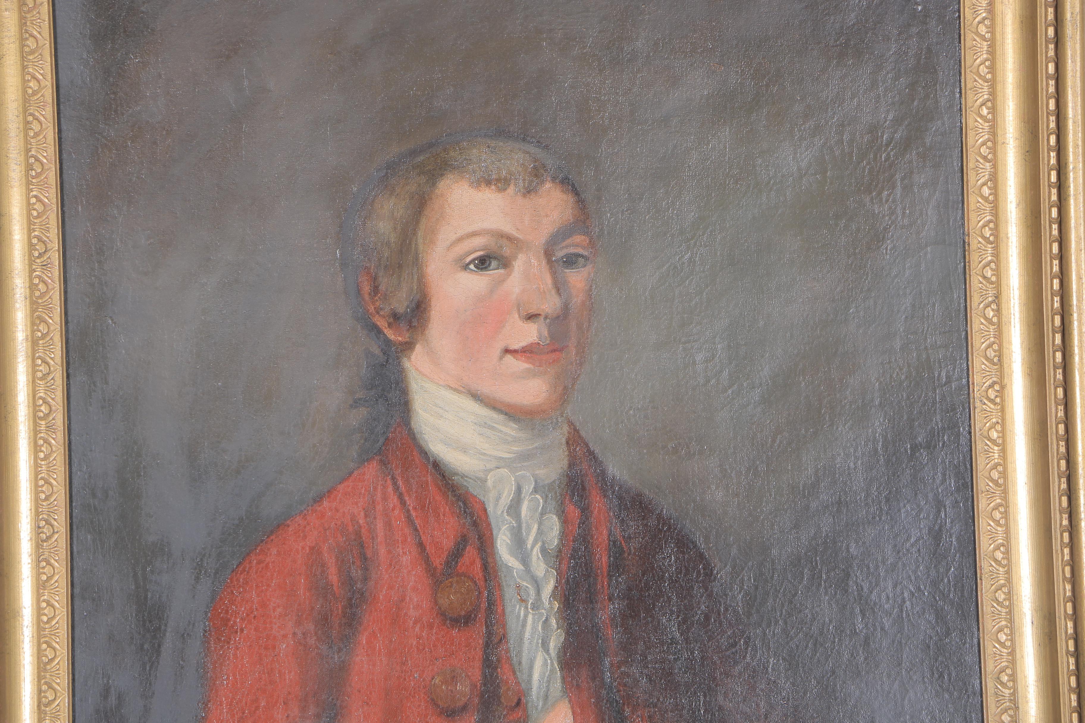 Late 18th Century English Oil on Canvas Portrait of a Young Man