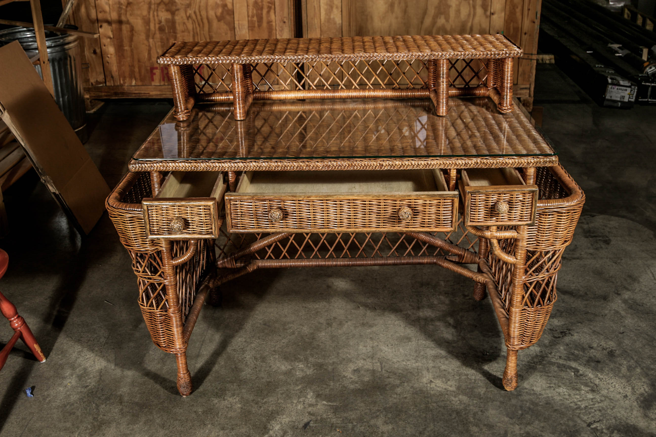 Brown Wicker Desk