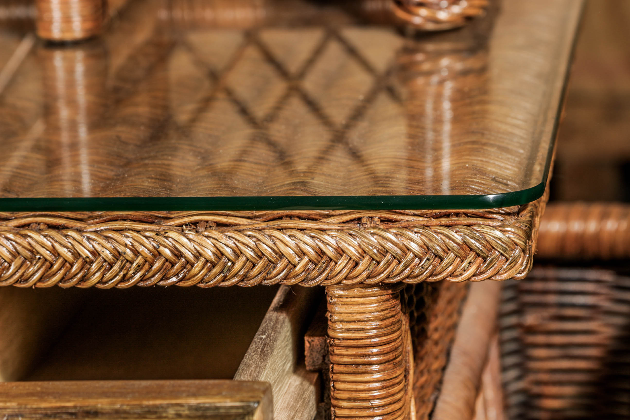 Brown Wicker Desk