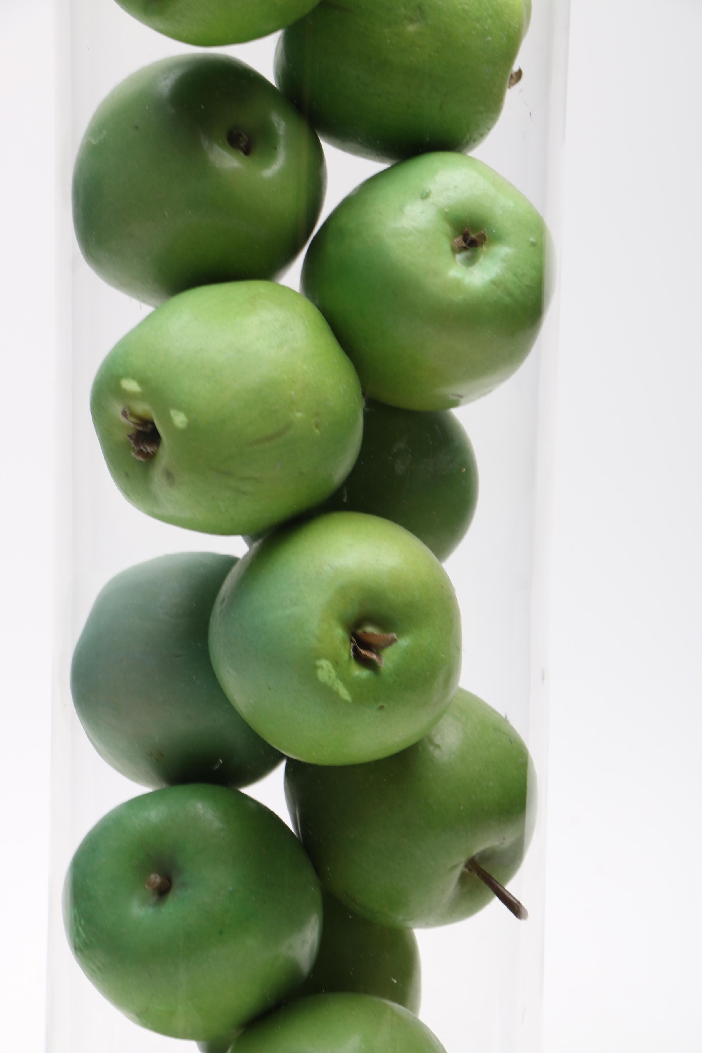 Large Crystal Vase With Faux Apples