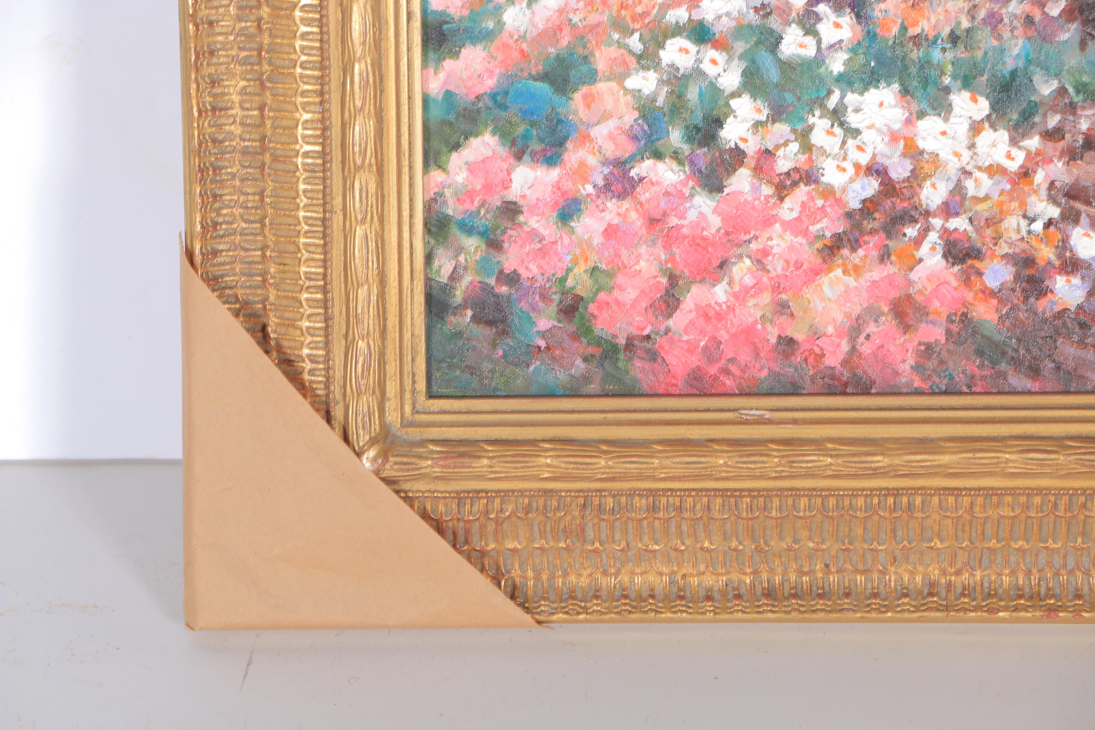 Charles Zhan Oil Painting on Canvas "Gathering Flowers"