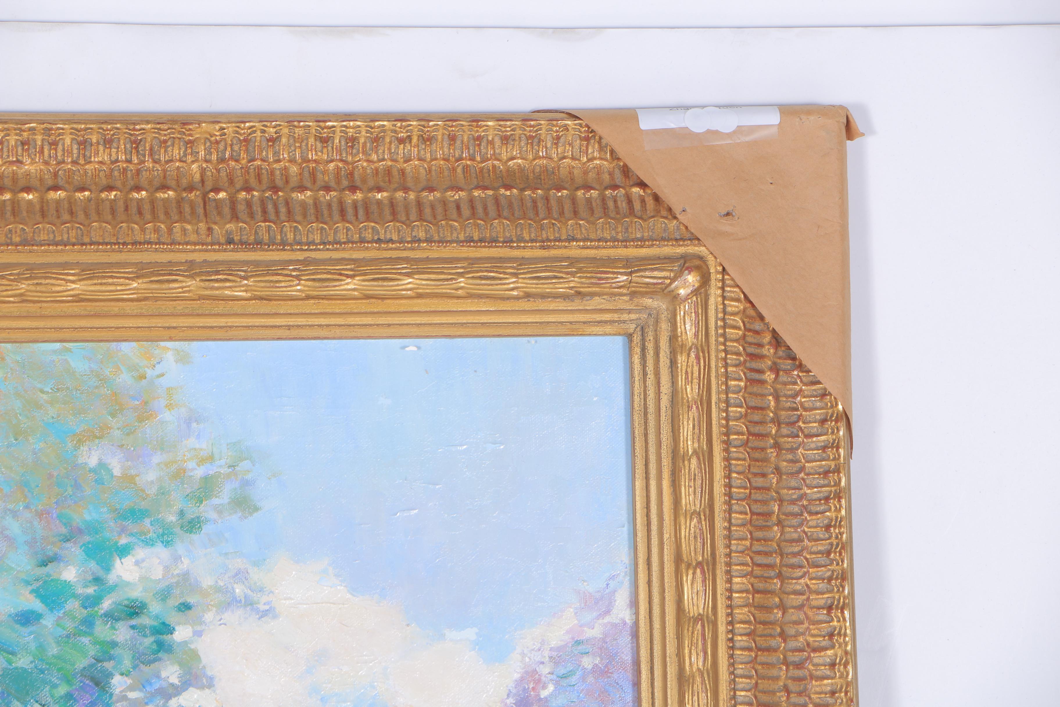 Charles Zhan Oil Painting on Canvas "Gathering Flowers"