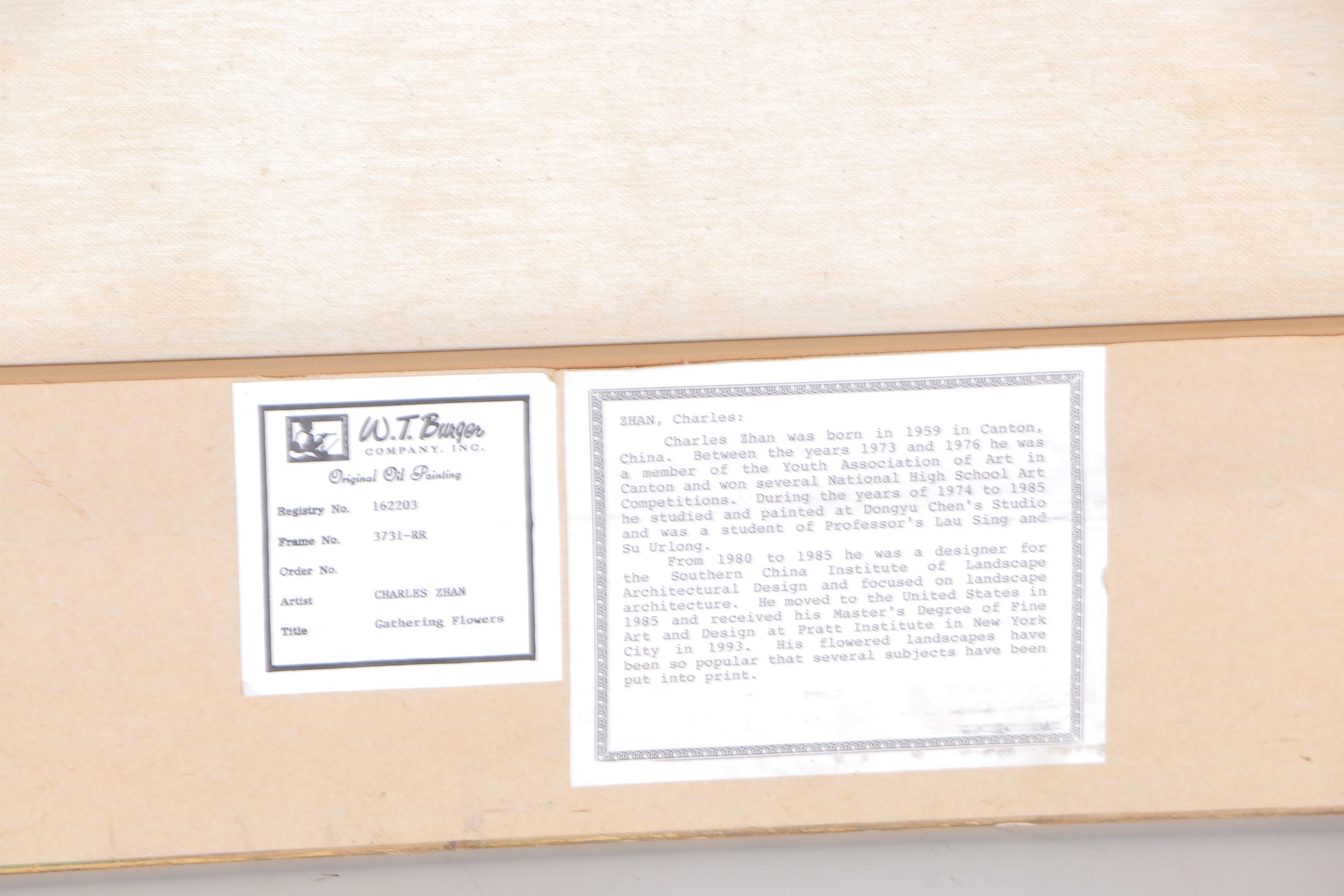 Charles Zhan Oil Painting on Canvas "Gathering Flowers"