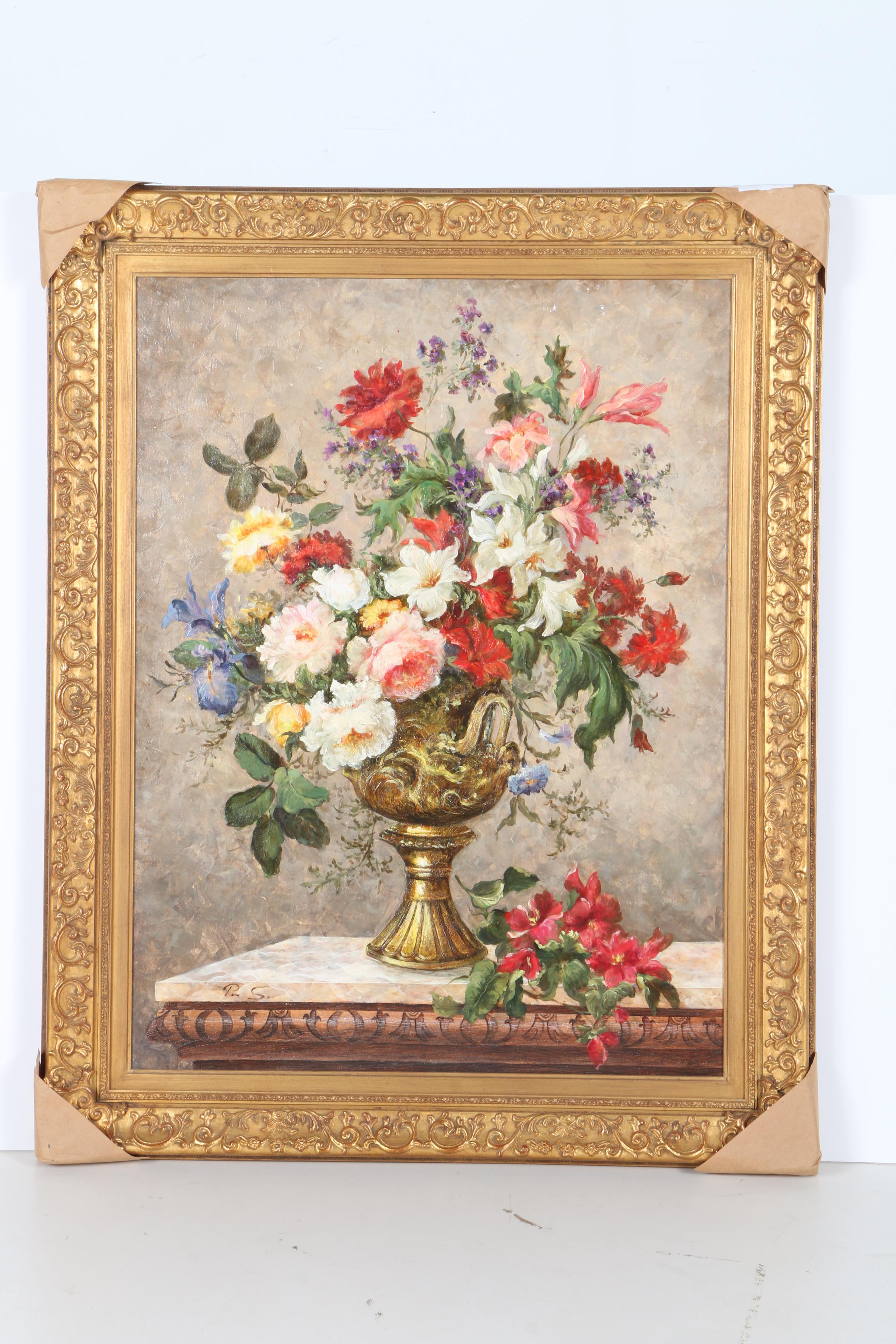 Elizabeth Pena Oil Painting on Canvas "Vase of Flowers"