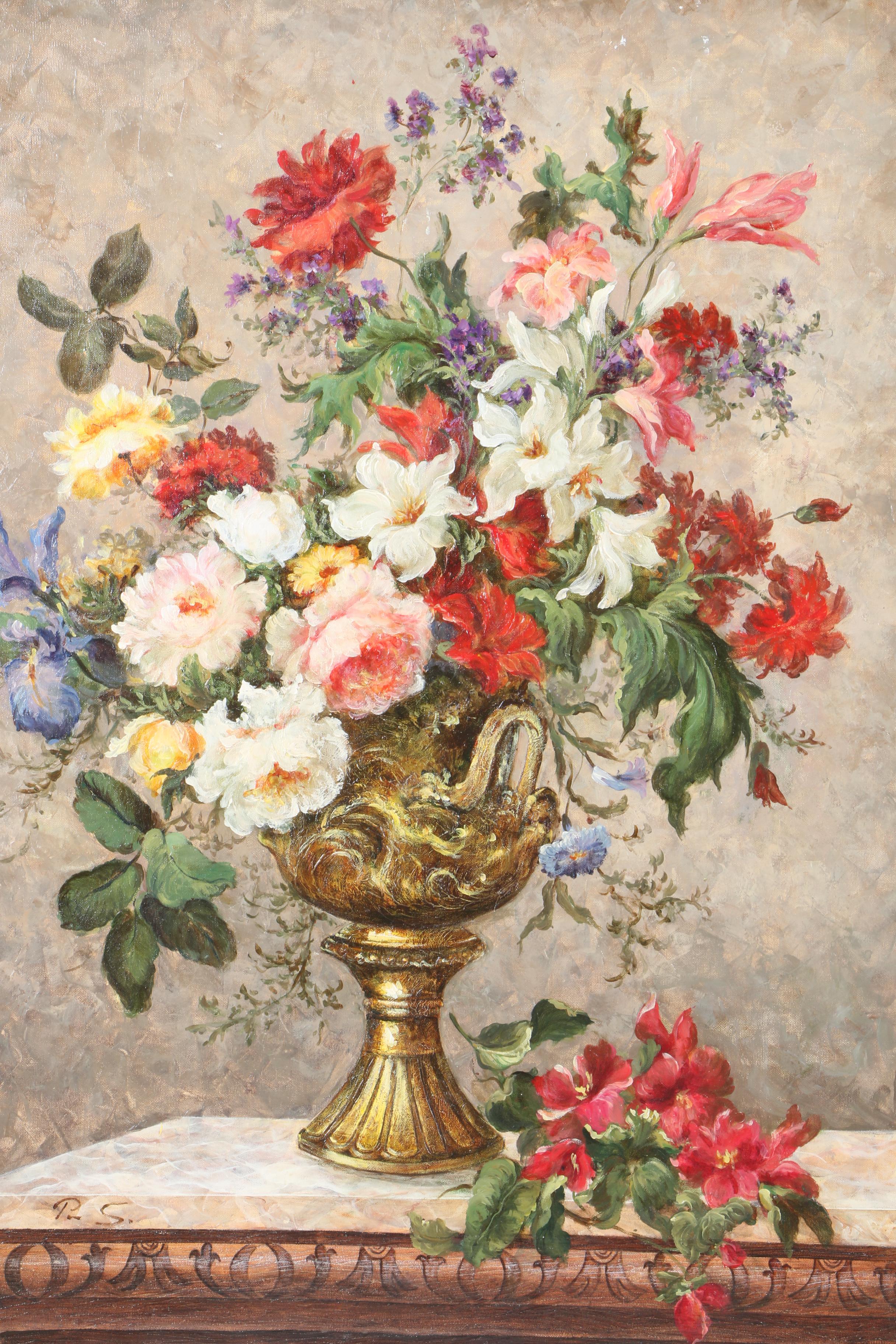 Elizabeth Pena Oil Painting on Canvas "Vase of Flowers"
