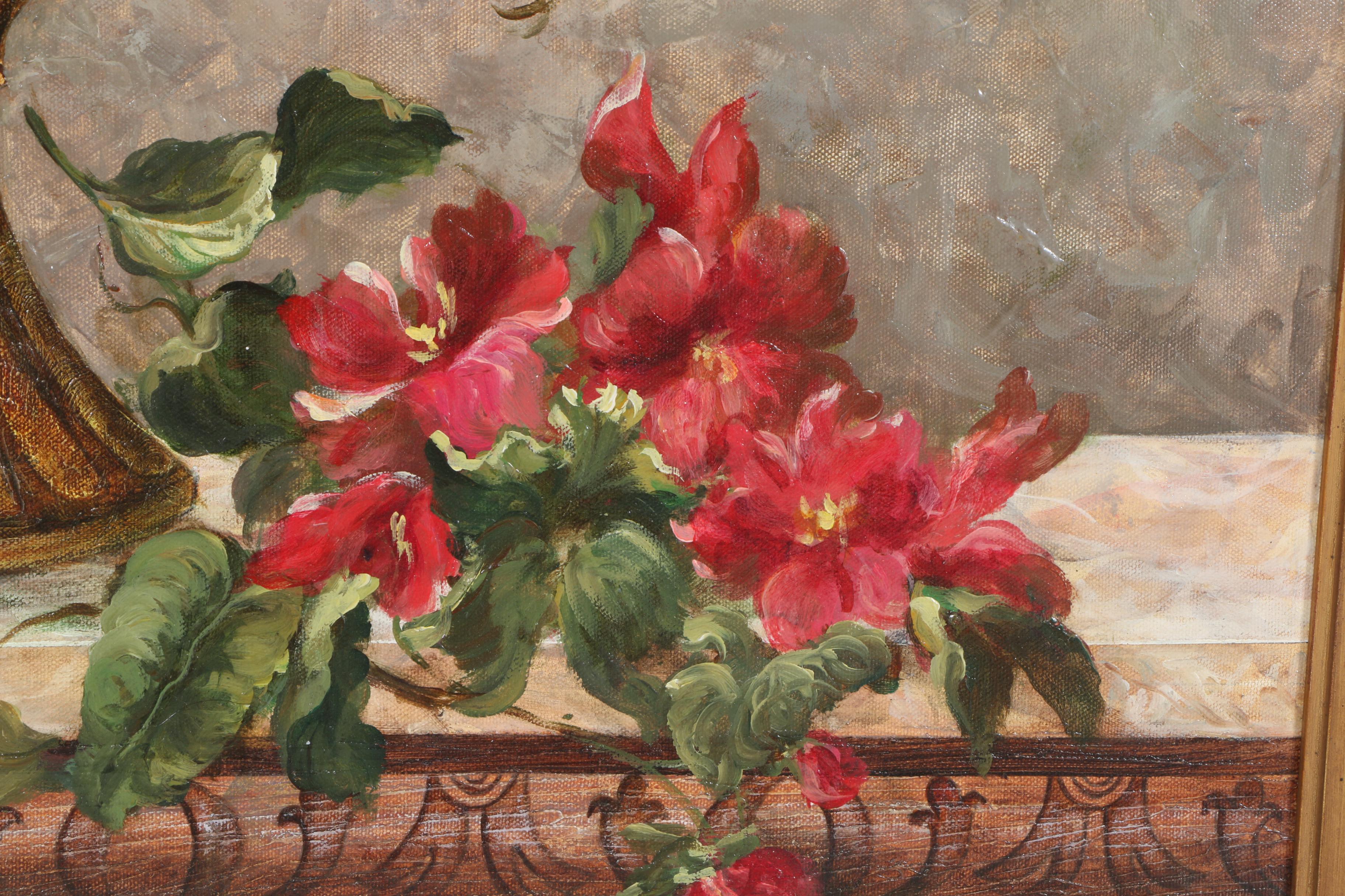 Elizabeth Pena Oil Painting on Canvas "Vase of Flowers"