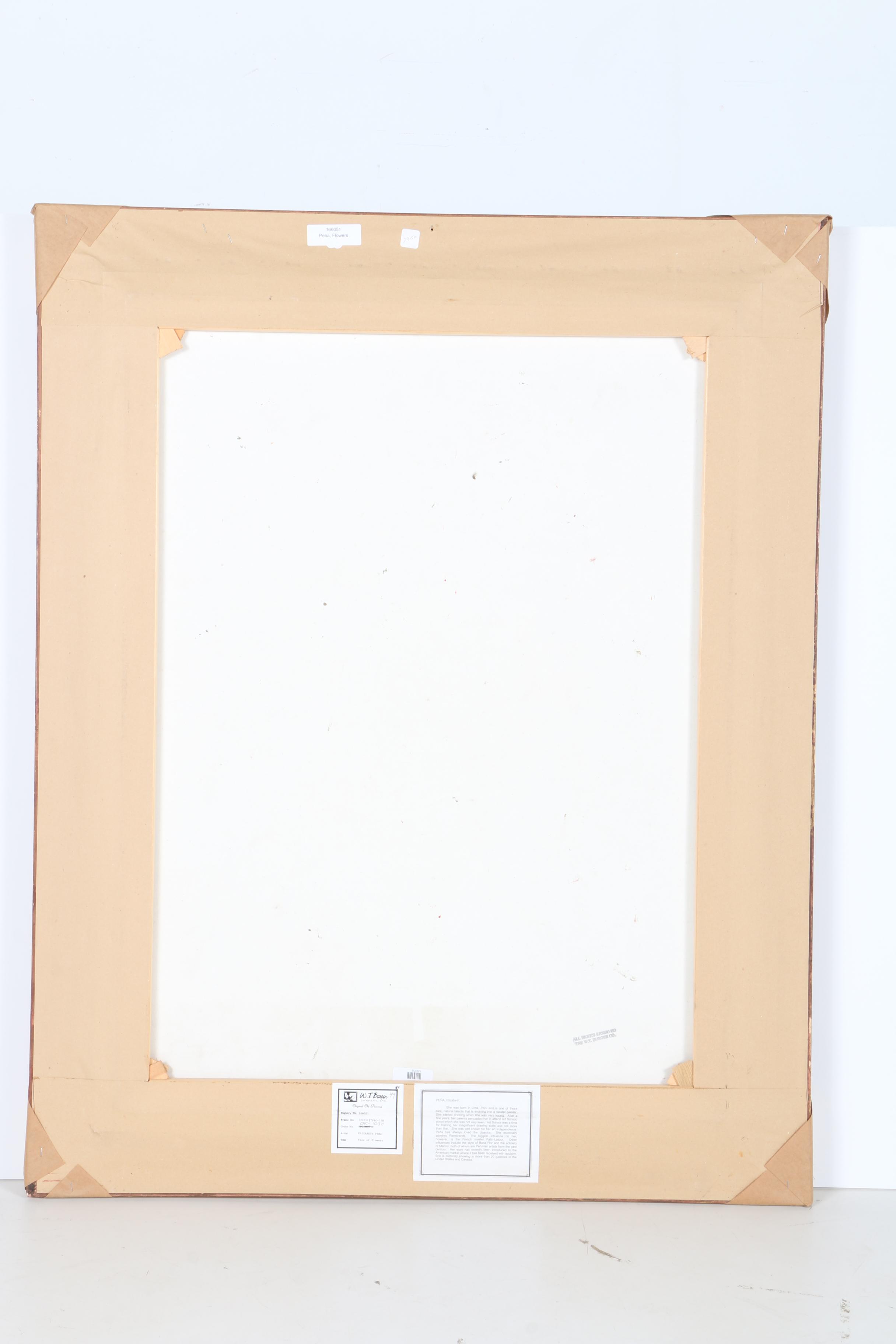 Elizabeth Pena Oil Painting on Canvas "Vase of Flowers"