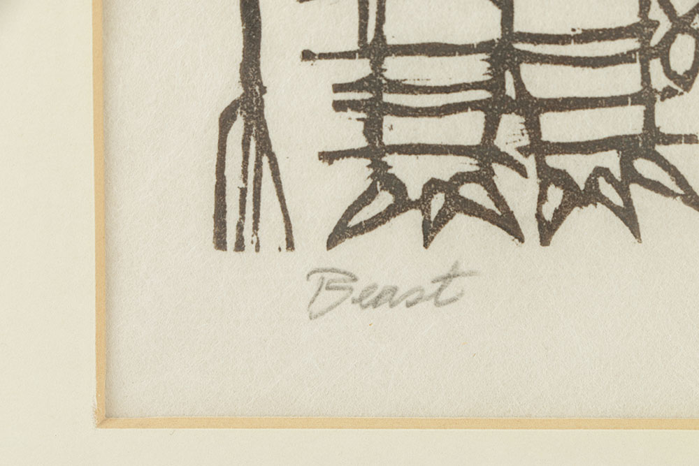 Ray Gloeckler Signed Limited Edition Woodcut on Paper "Beast"