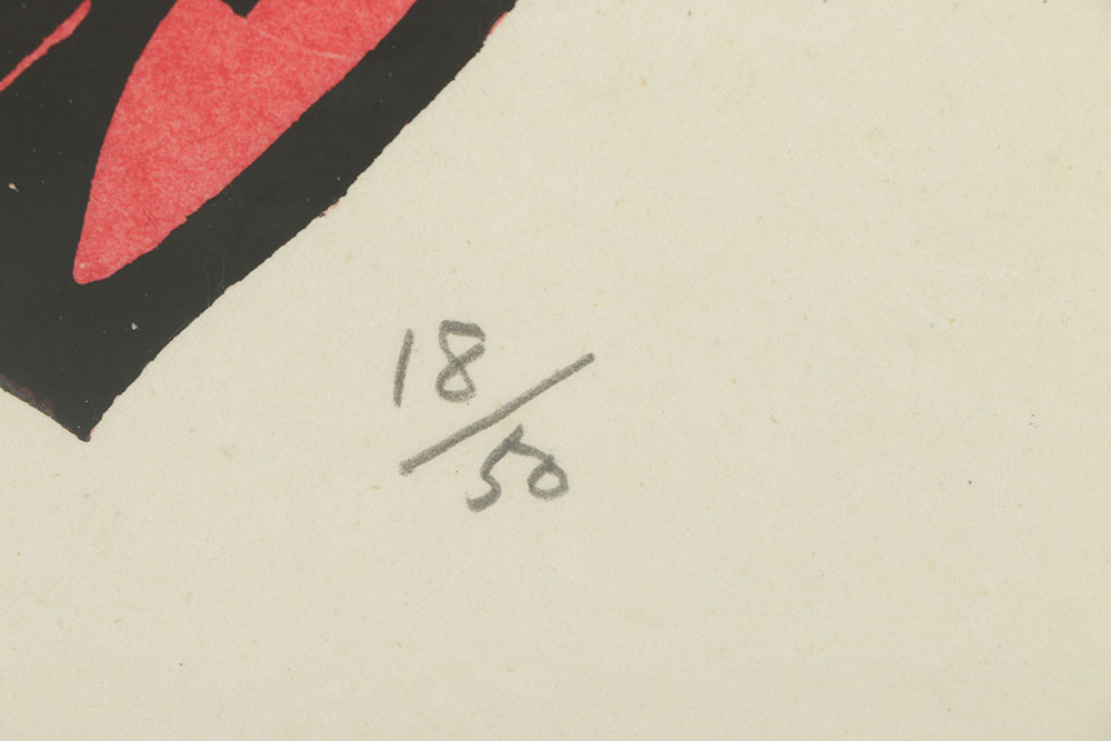 Yoshitoshi Mori Kappazuri Stencil Print on Paper "Intimacy Red and Black"