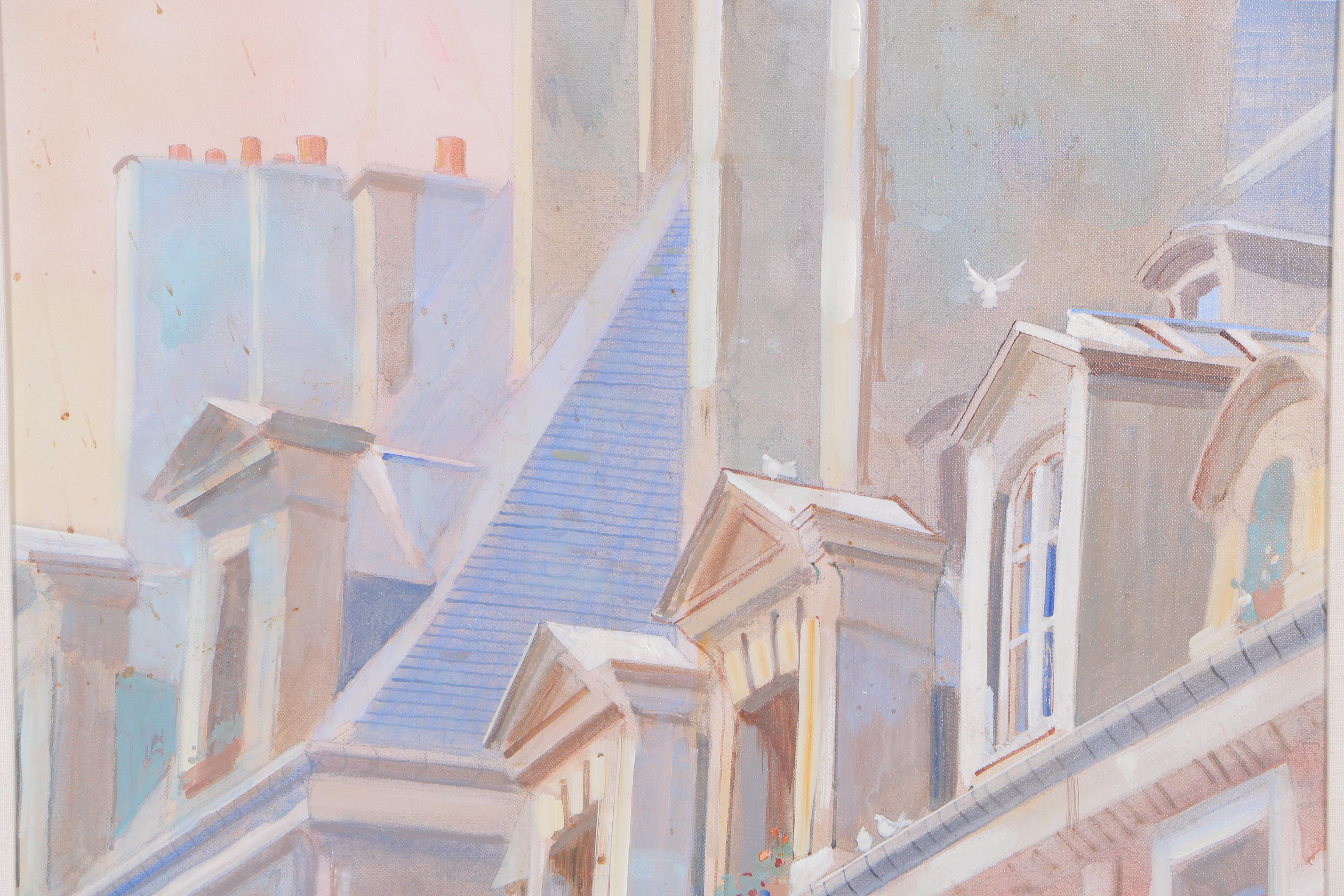 William Benecke Oil Painting on Canvas "Rooftops"