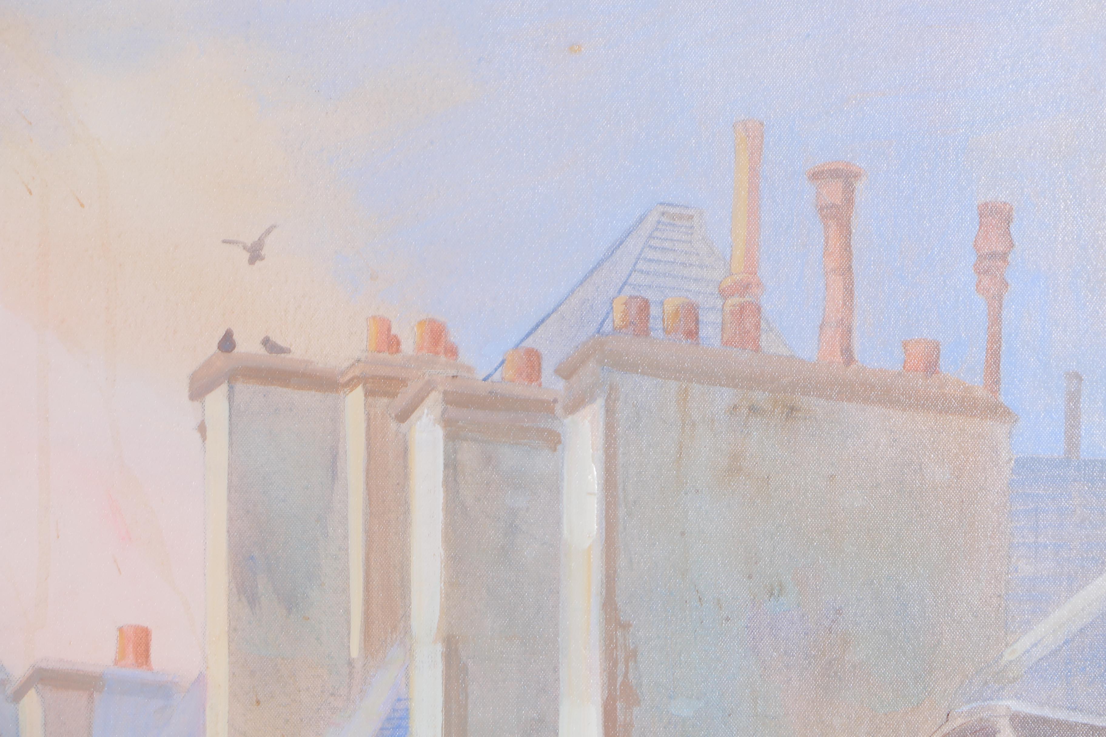 William Benecke Oil Painting on Canvas "Rooftops"