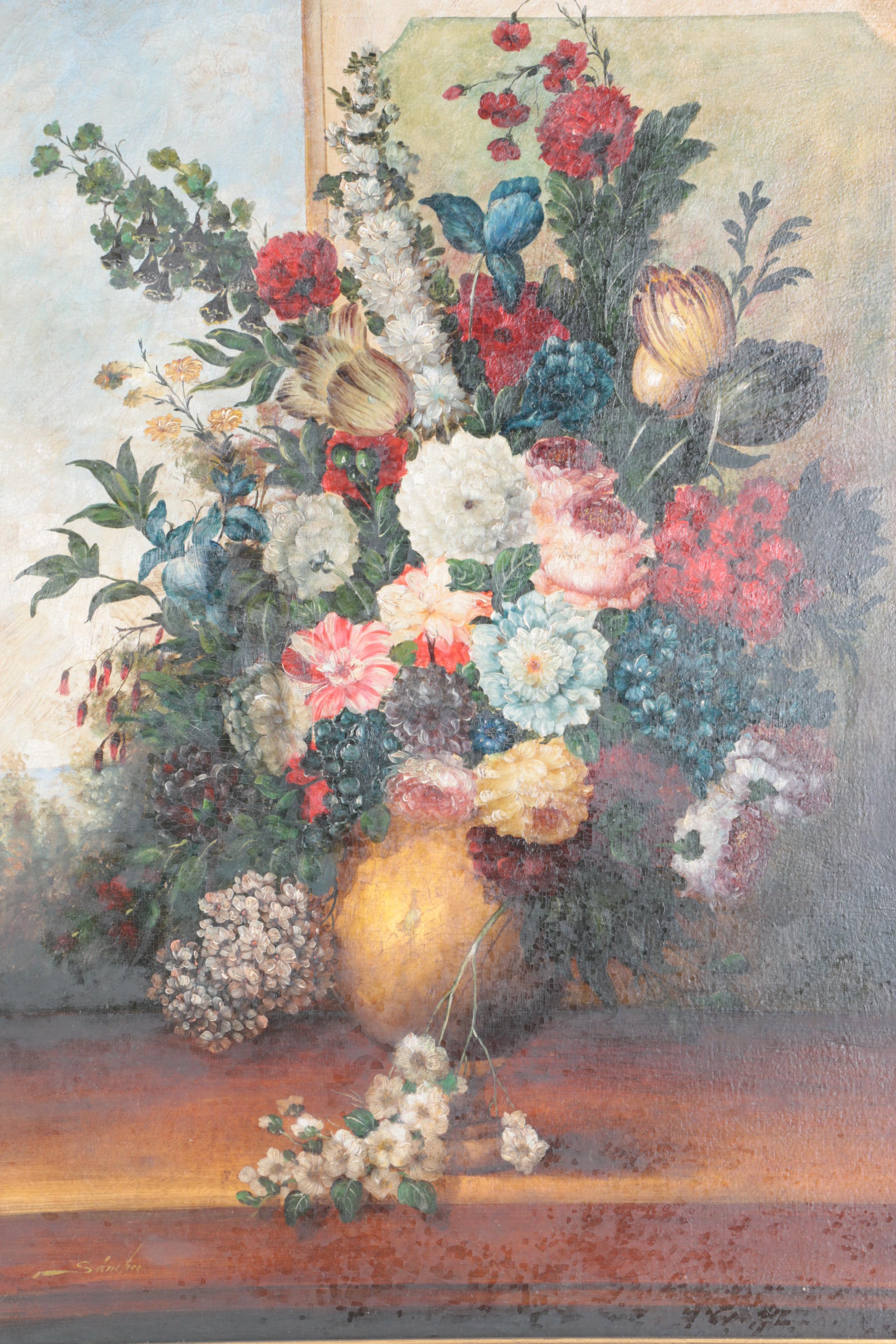 Edilmer Sanchez Oil Painting on Canvas "Vase of Flowers"