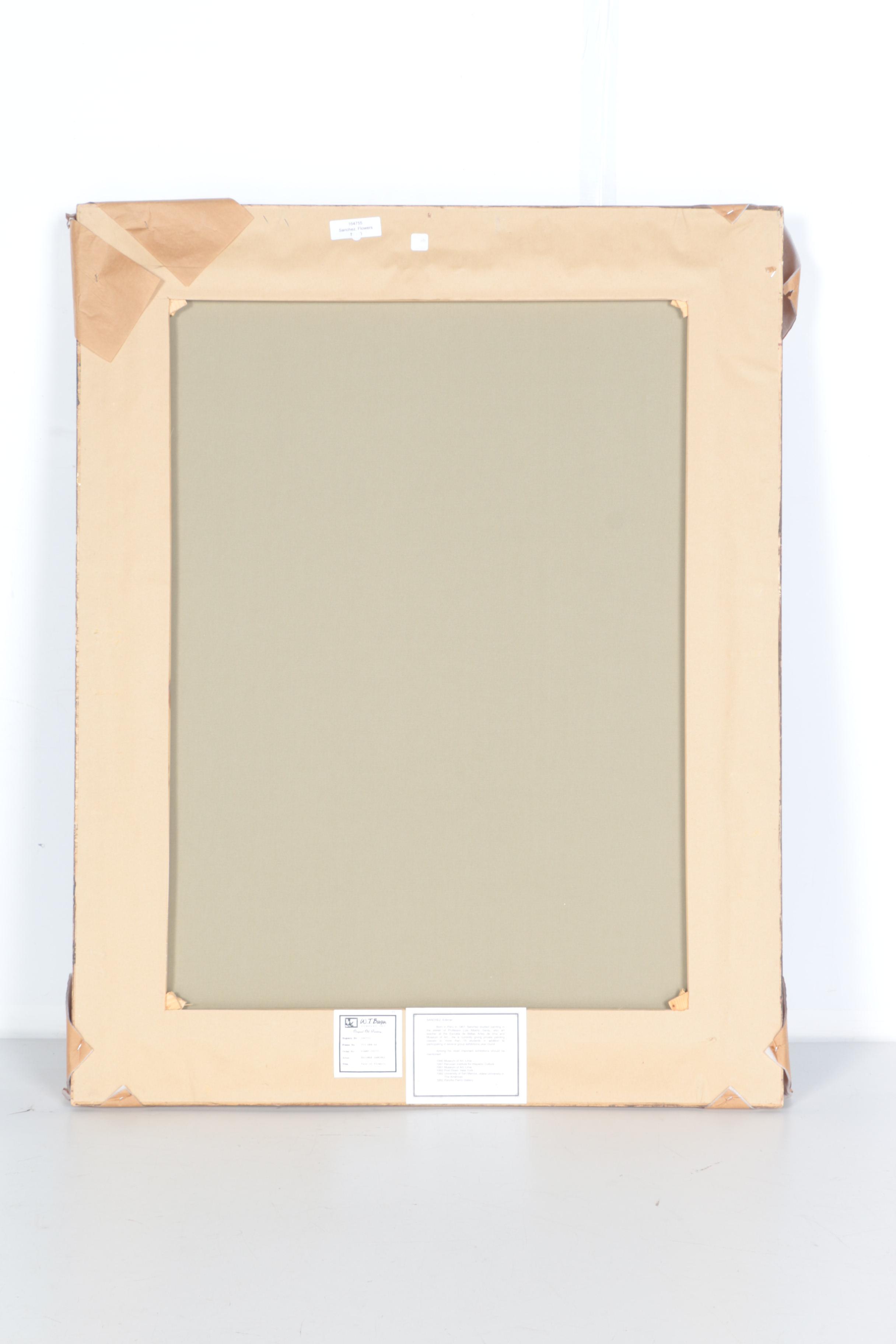 Edilmer Sanchez Oil Painting on Canvas "Vase of Flowers"