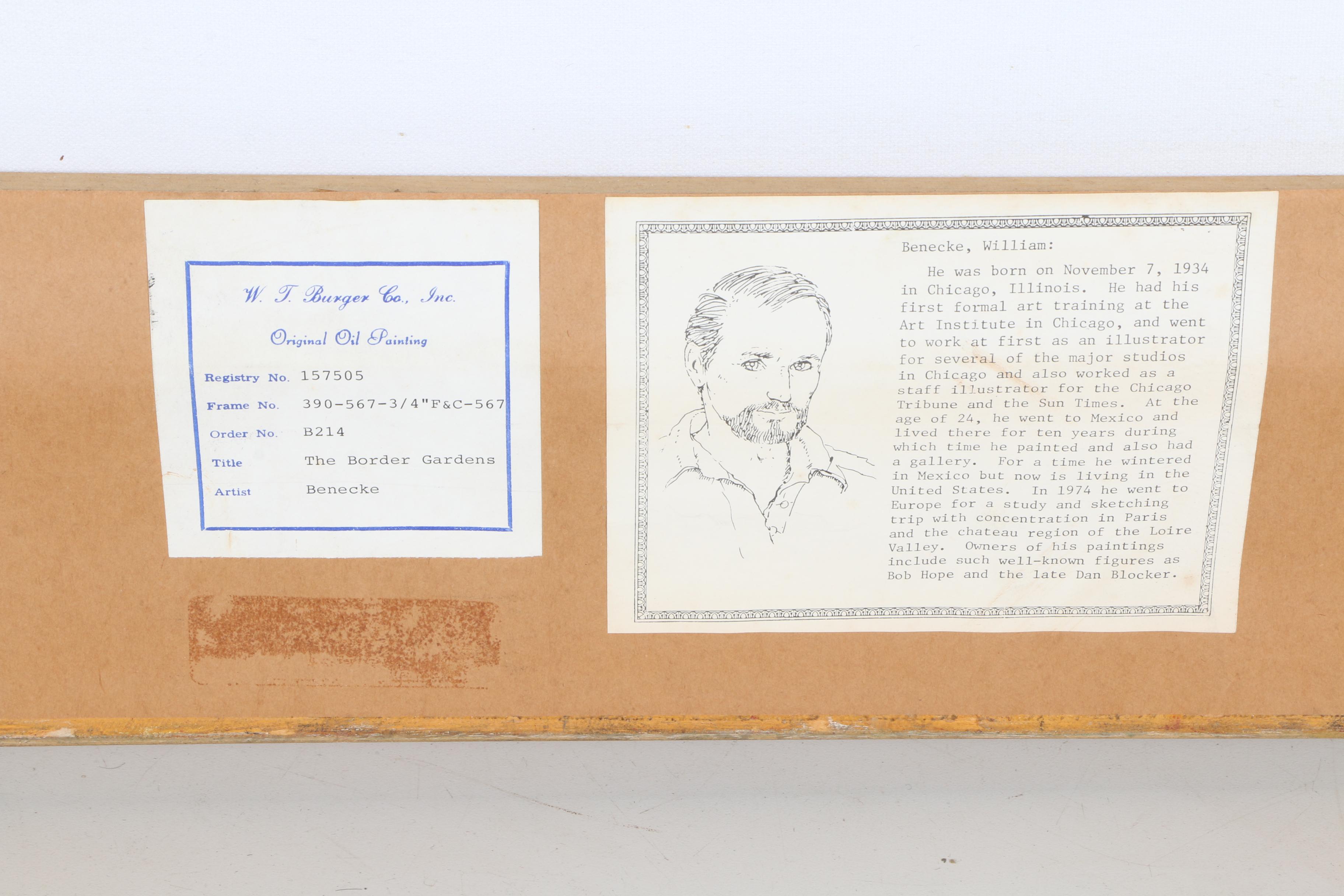 William Benecke Oil Painting on Canvas "The Border Gardens"