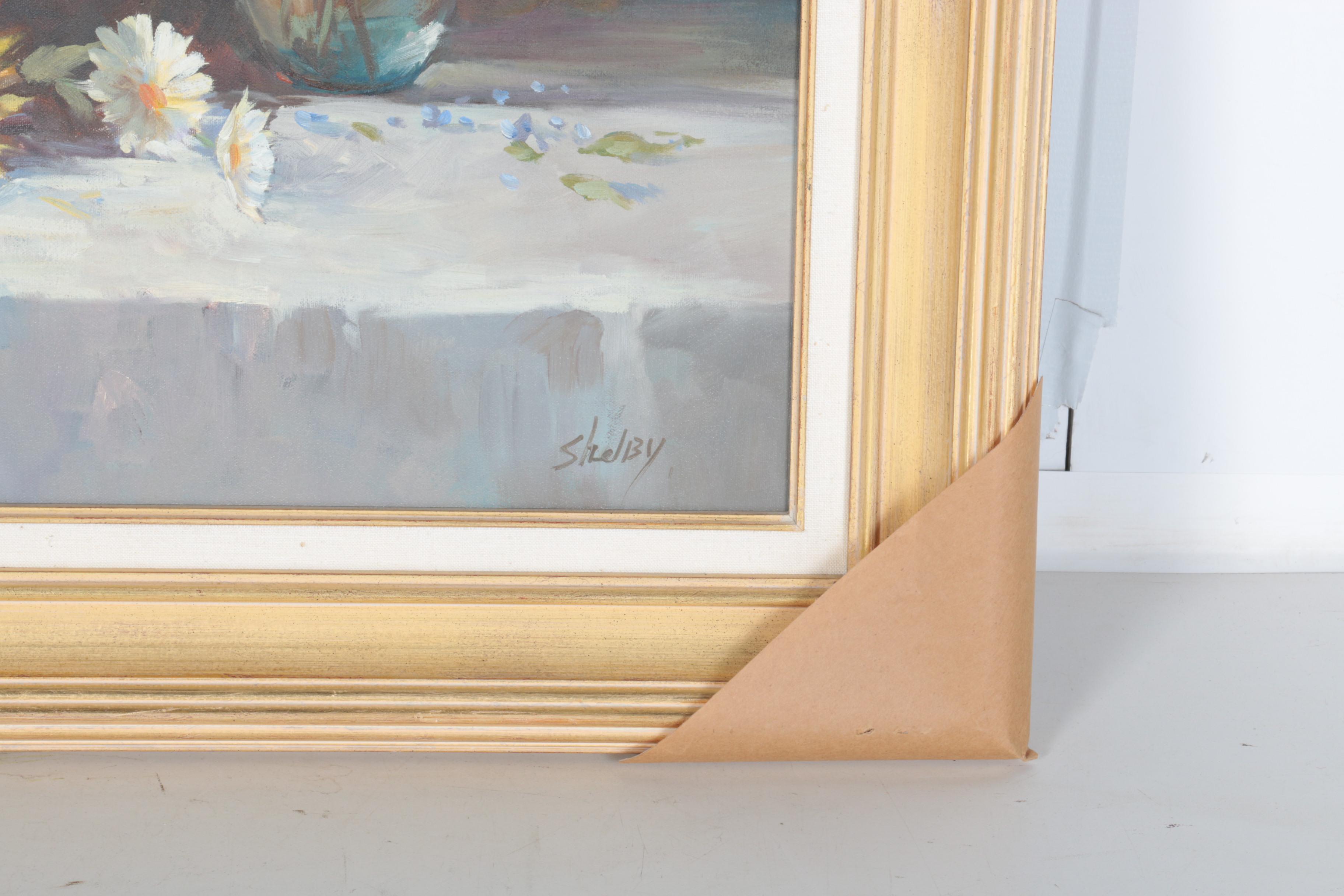 Shelby Oil Painting on Canvas "Vase of Daisies"