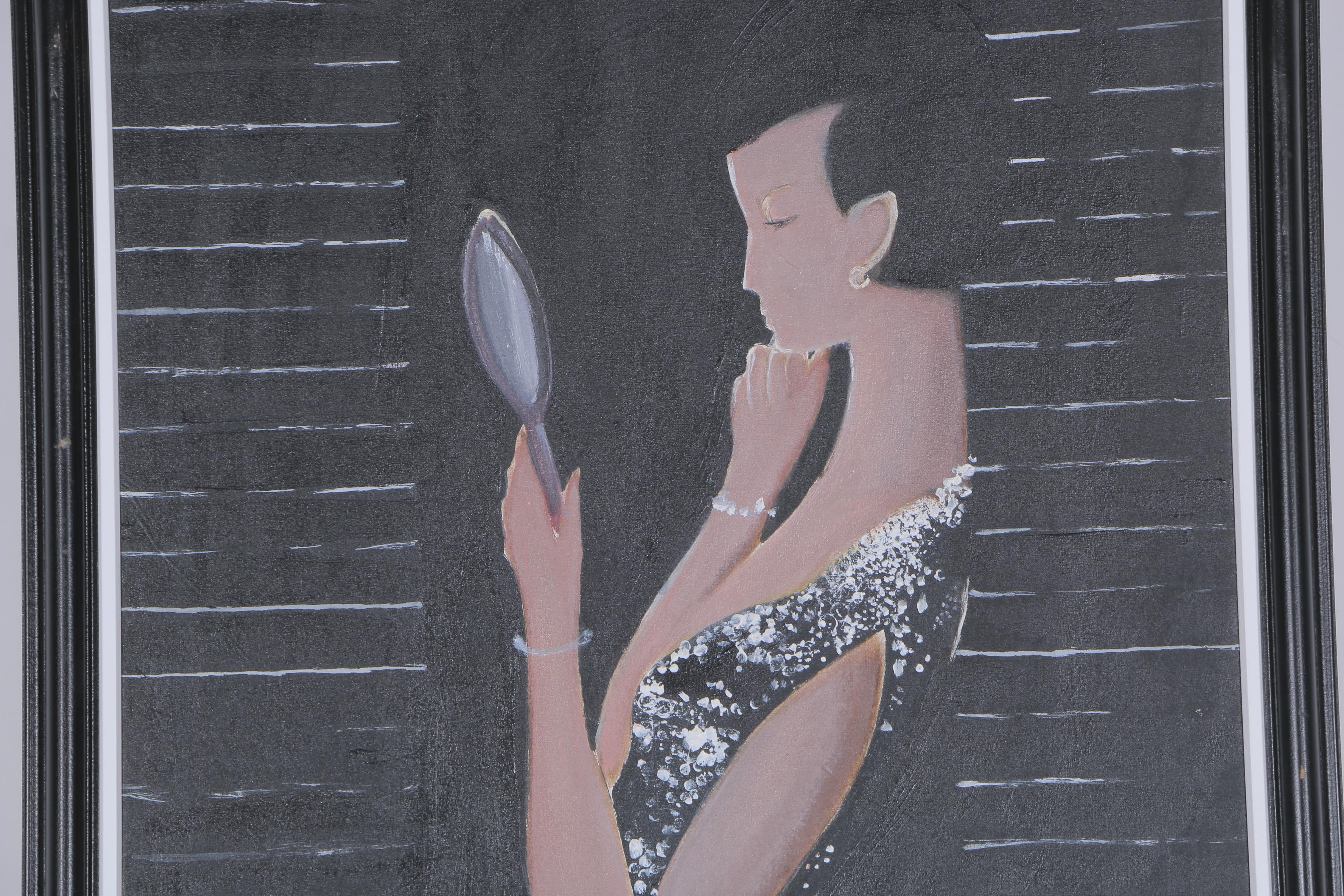 Alfred G. Huber Oil Painting "Lady With Mirror"