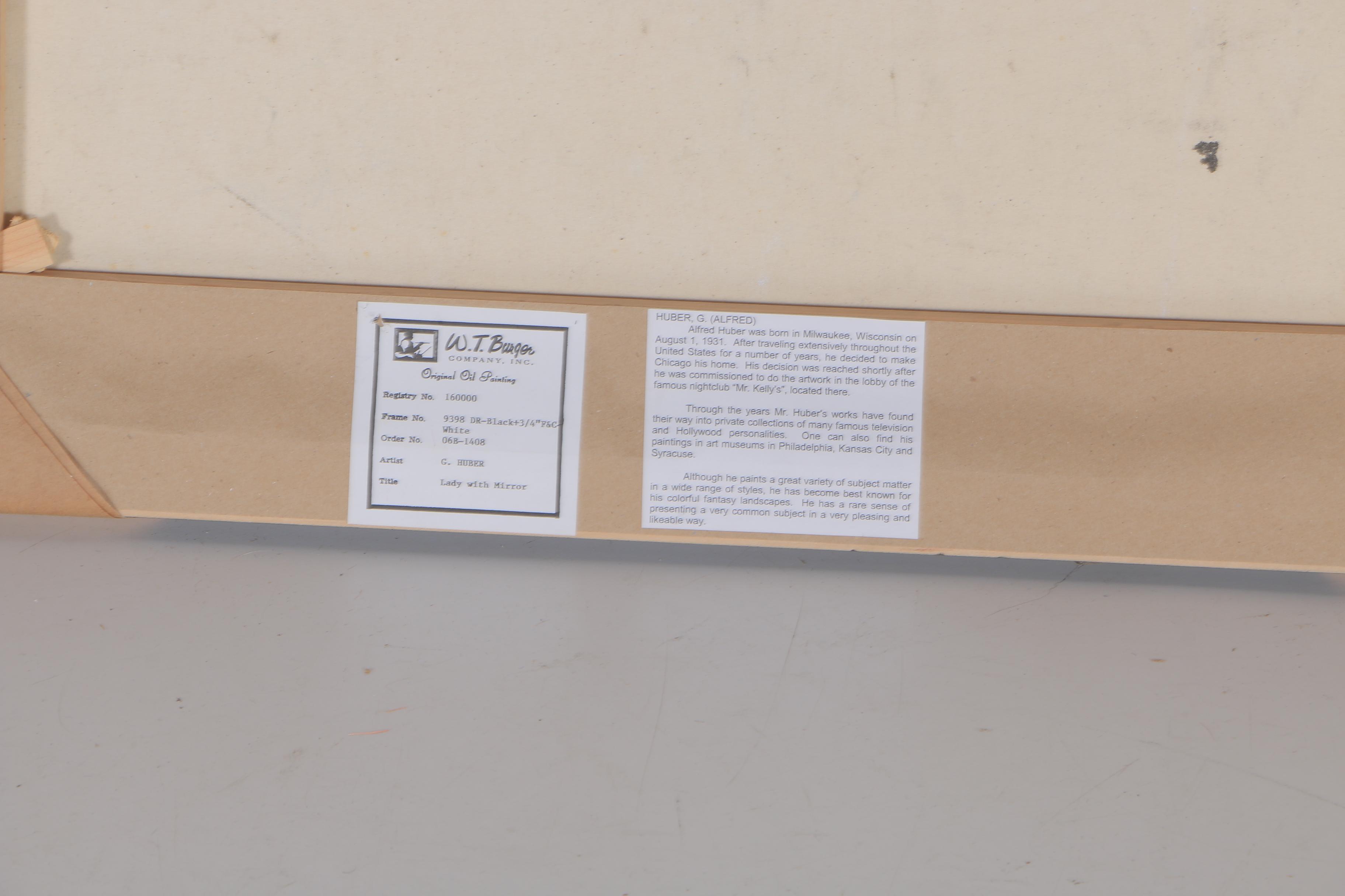 Alfred G. Huber Oil Painting "Lady With Mirror"