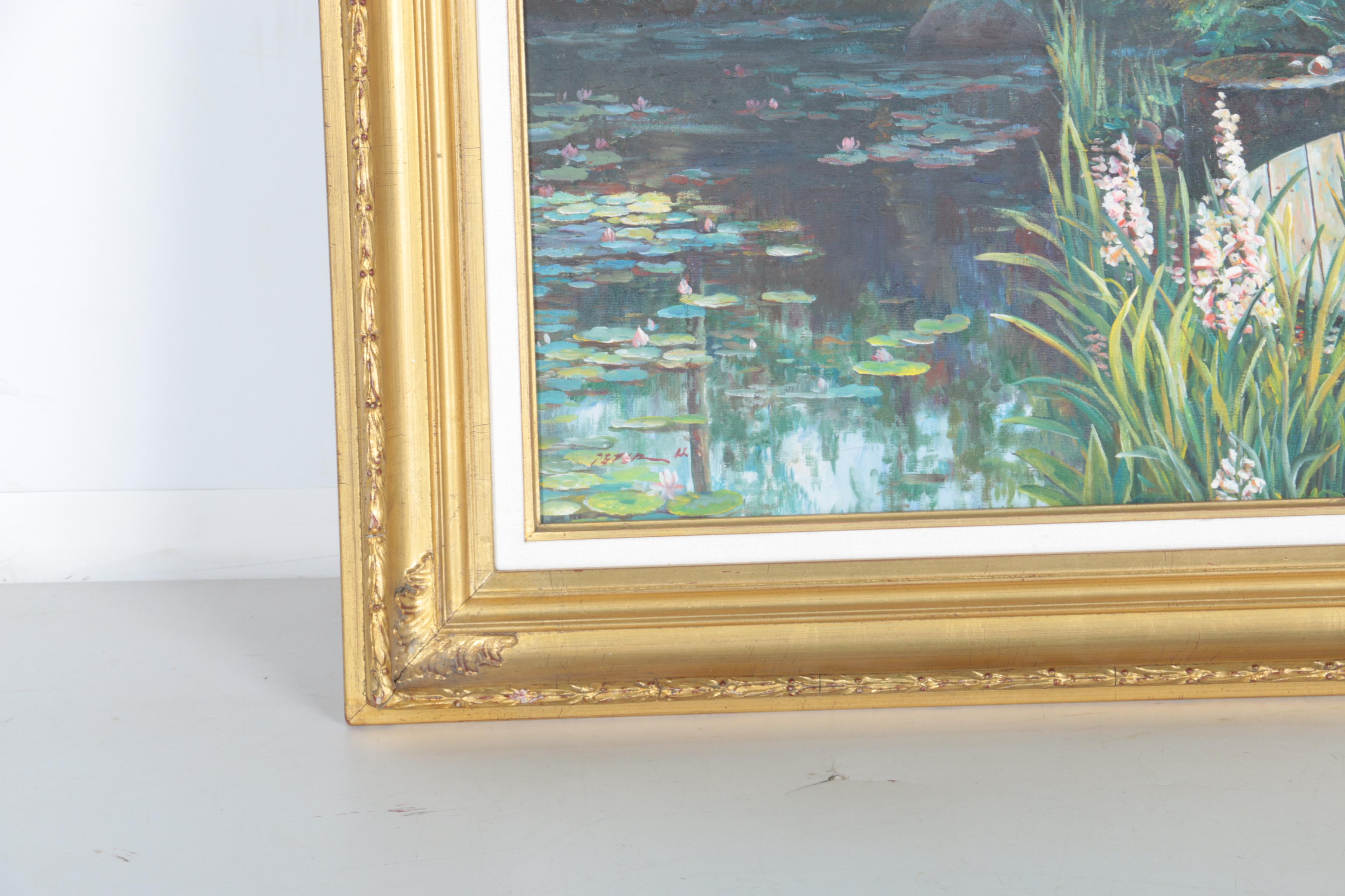 Peter Ho Oil on Canvas "Patio With Umbrella"