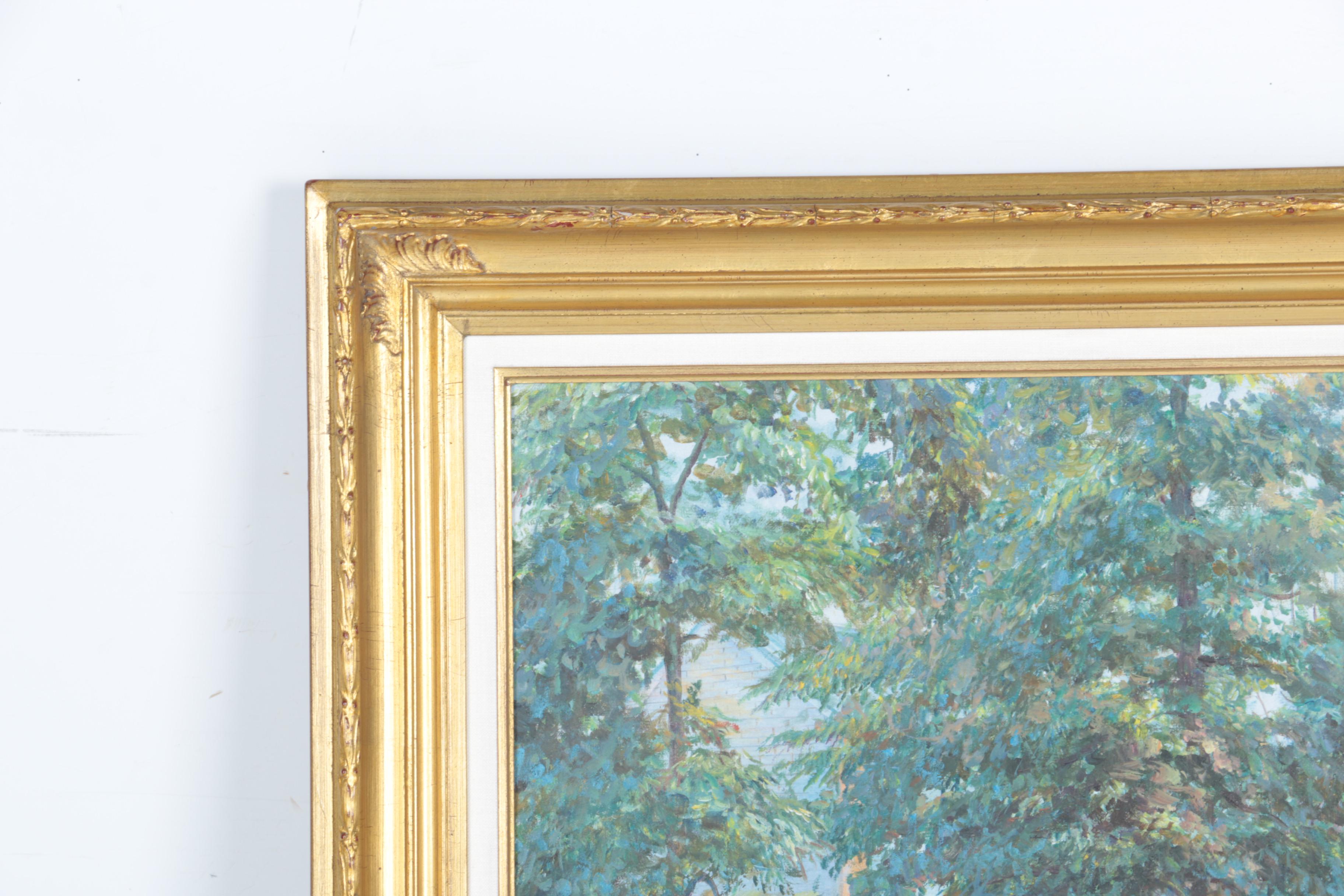 Peter Ho Oil on Canvas "Patio With Umbrella"