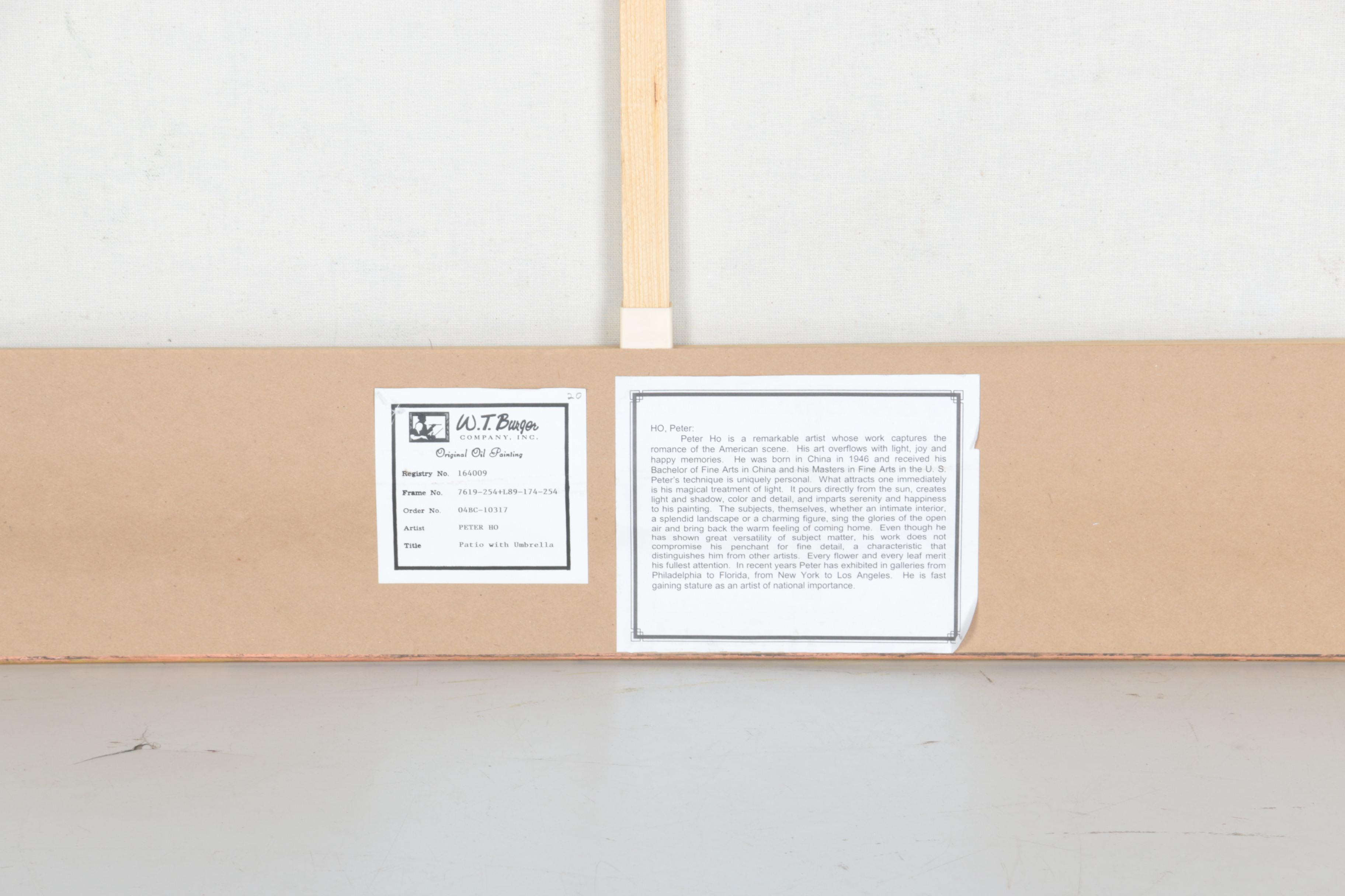 Peter Ho Oil on Canvas "Patio With Umbrella"