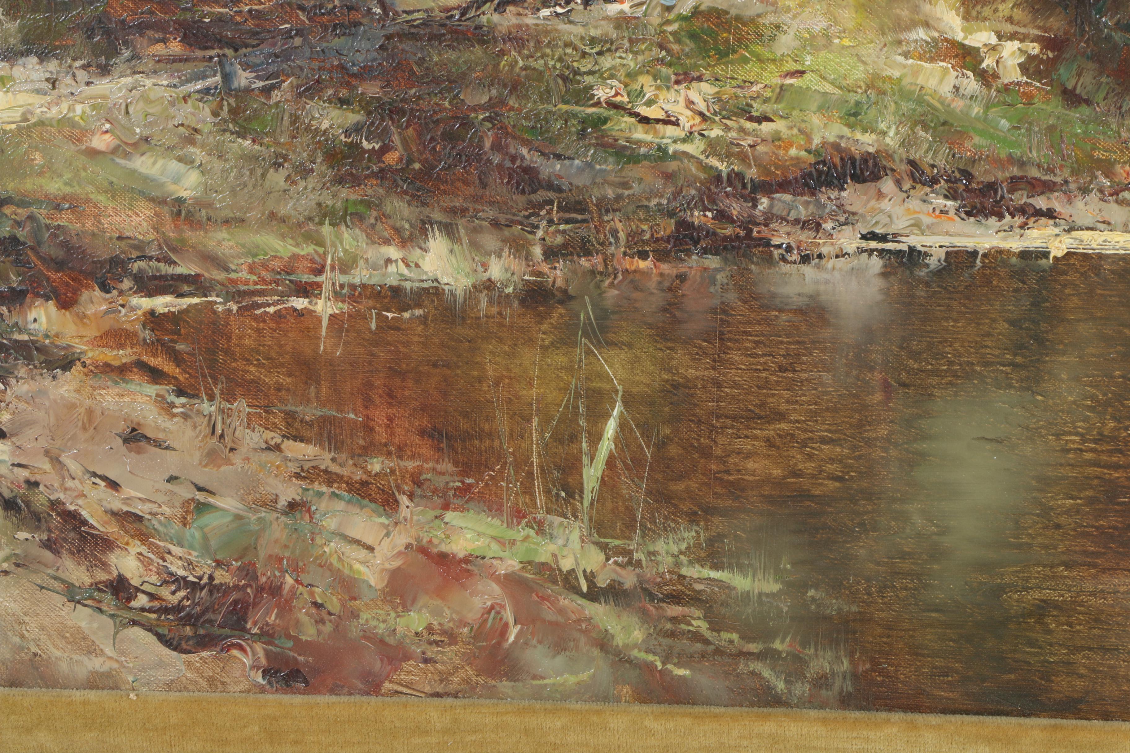 Oil Painting on Canvas of a European Village