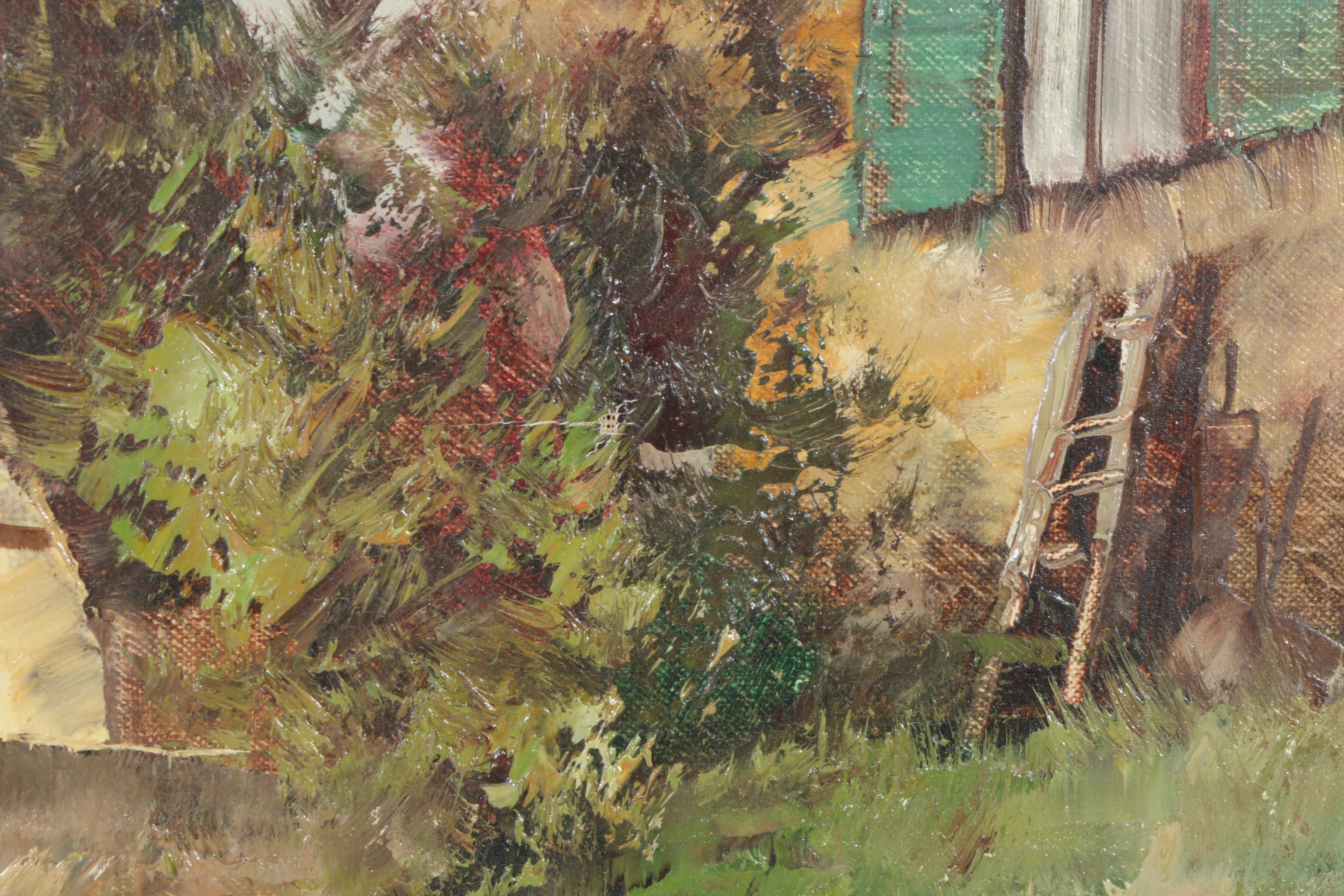 Oil Painting on Canvas of a European Village