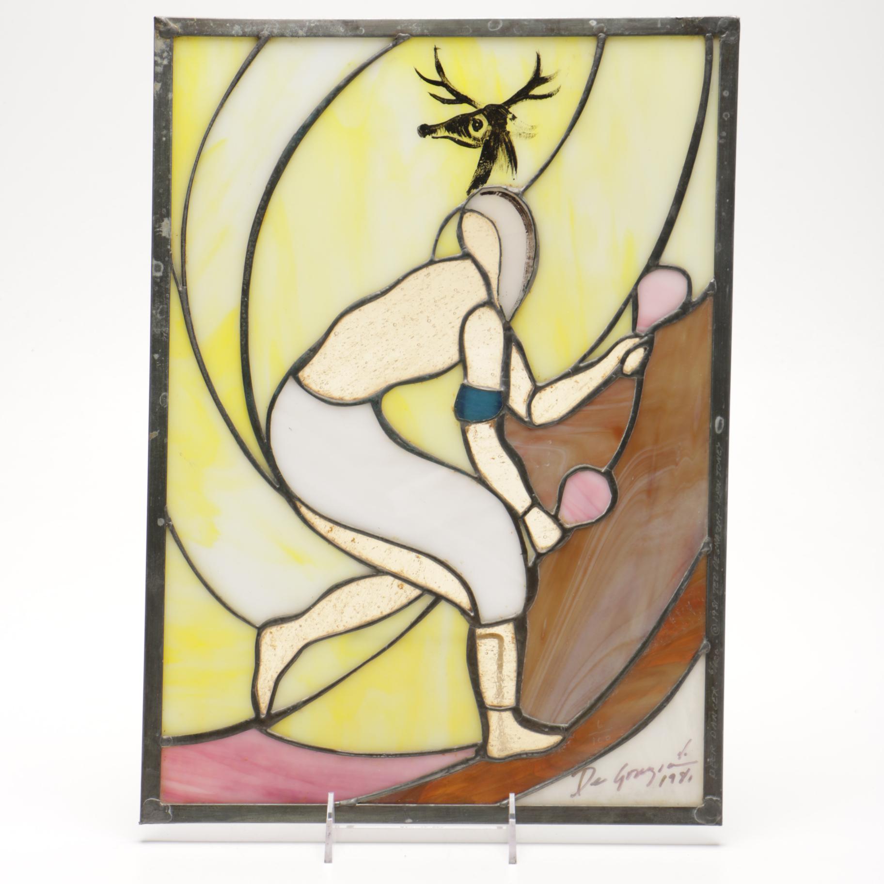 DeGrazia Limited Edition Mixed Media Stained Glass "Deer Dancer"