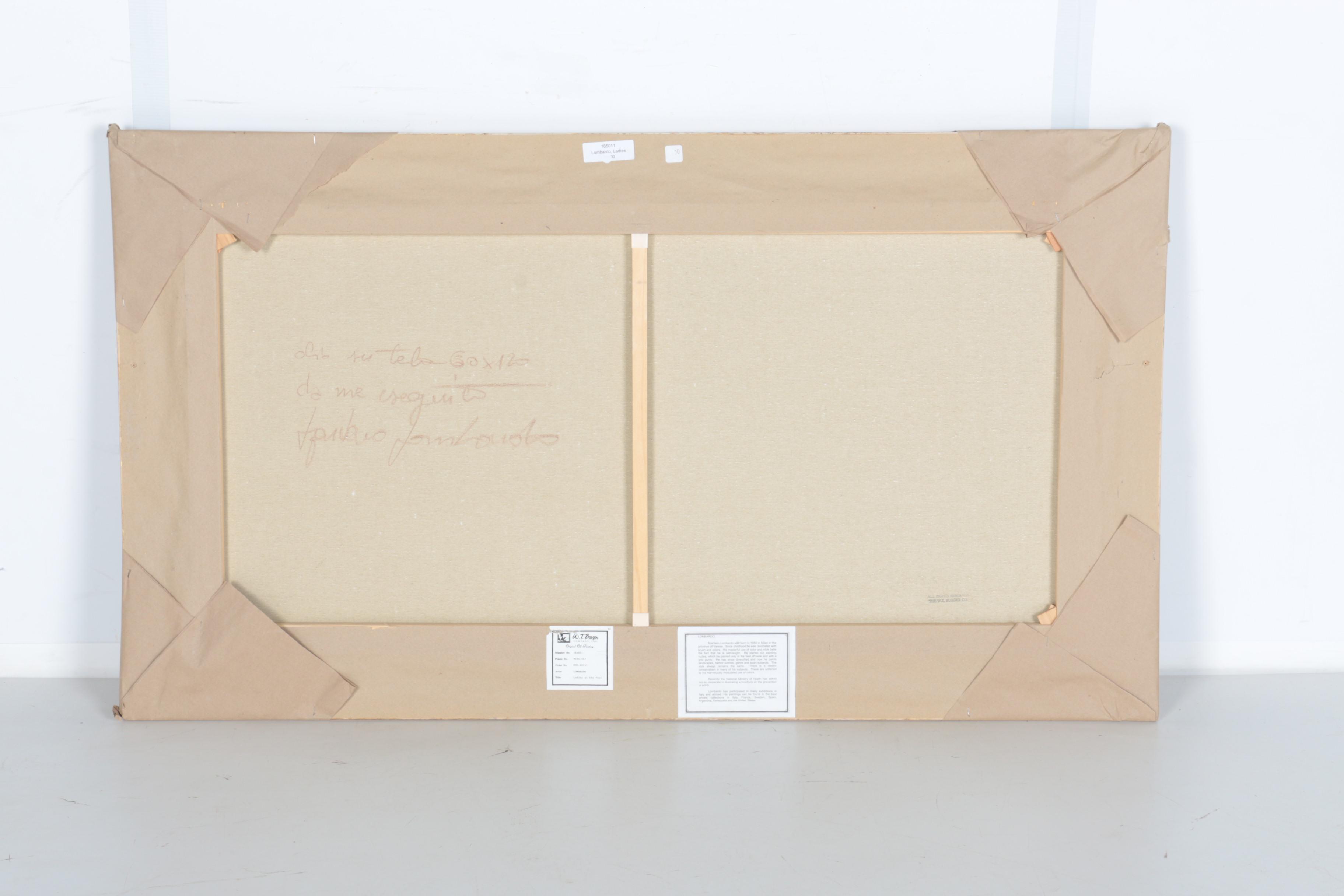 Spartaco Lombardo Oil Painting on Canvas "Ladies at the Pool"