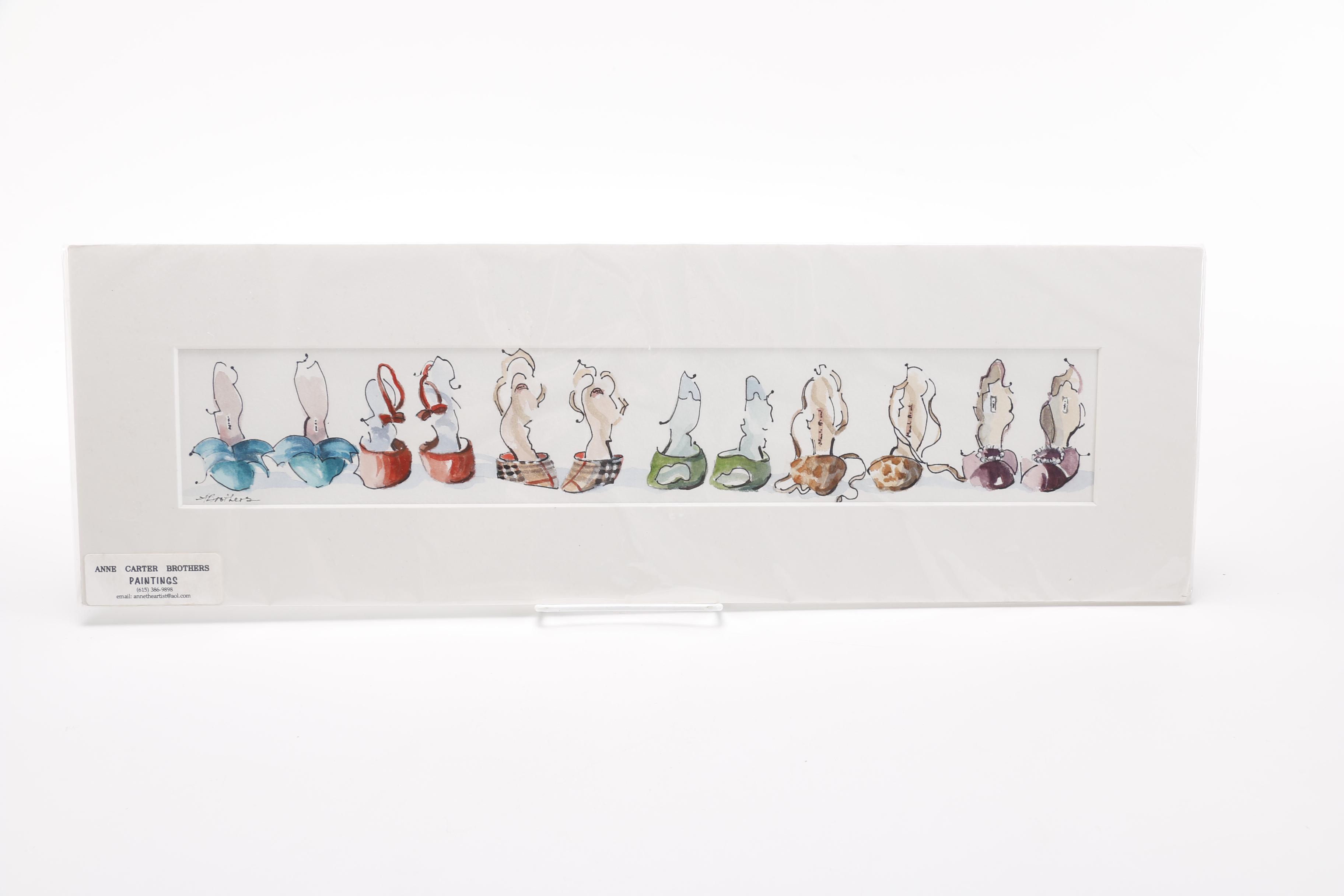 Anne Carter Brothers Watercolors of Shoes and Purses