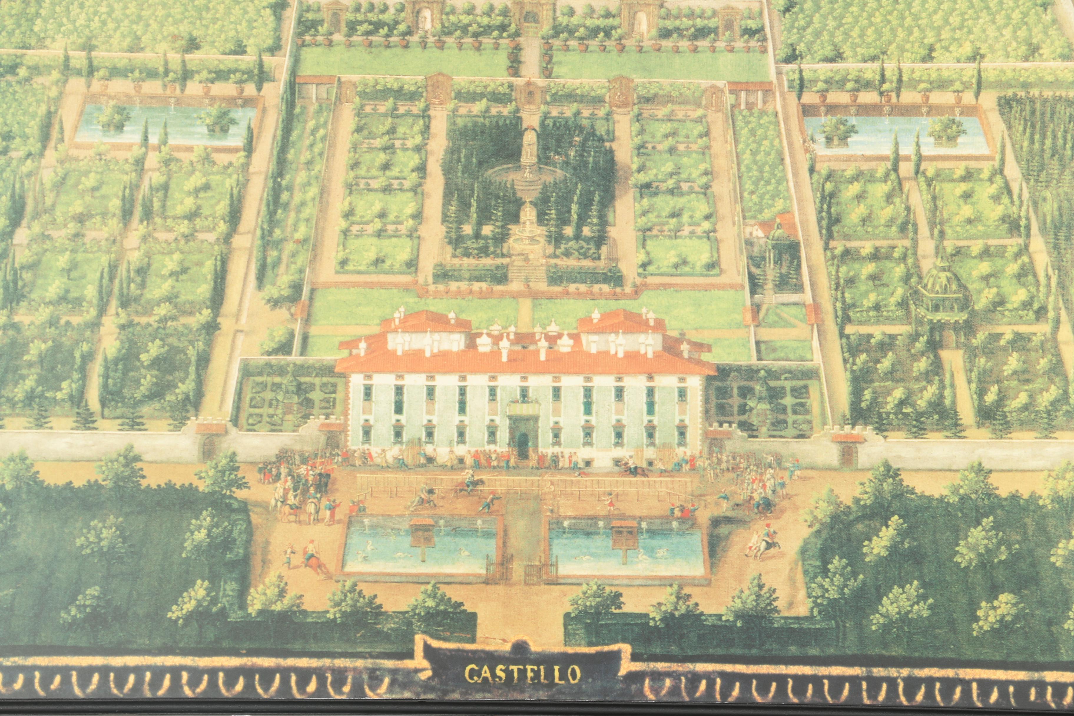 Giusto Utens Lunette Offset Lithograph on Paper of Medici Villa