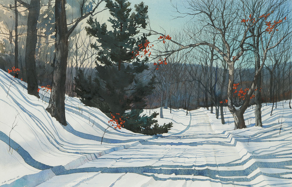 Scott Hartley Watercolor Painting on Paper Winterscape