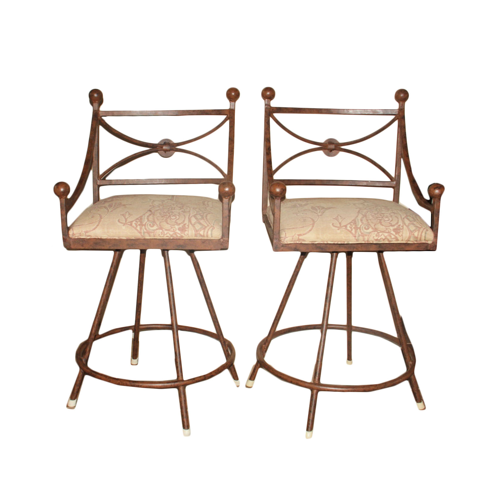 Two Wrought Iron Counter Height Stools