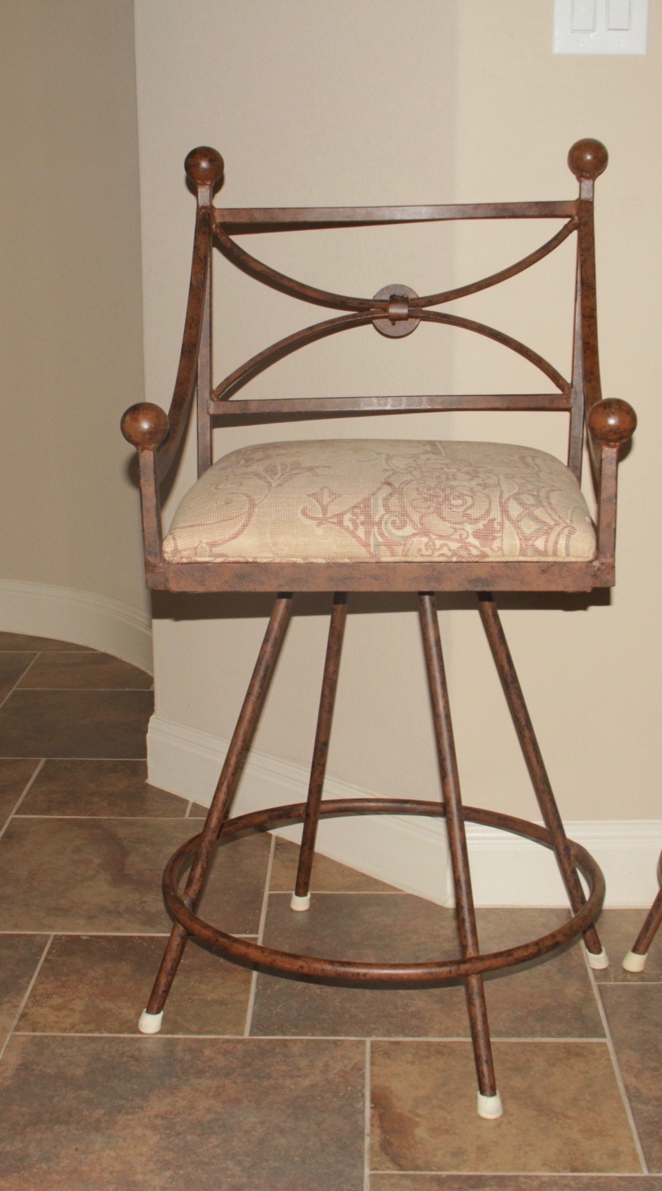 Two Wrought Iron Counter Height Stools