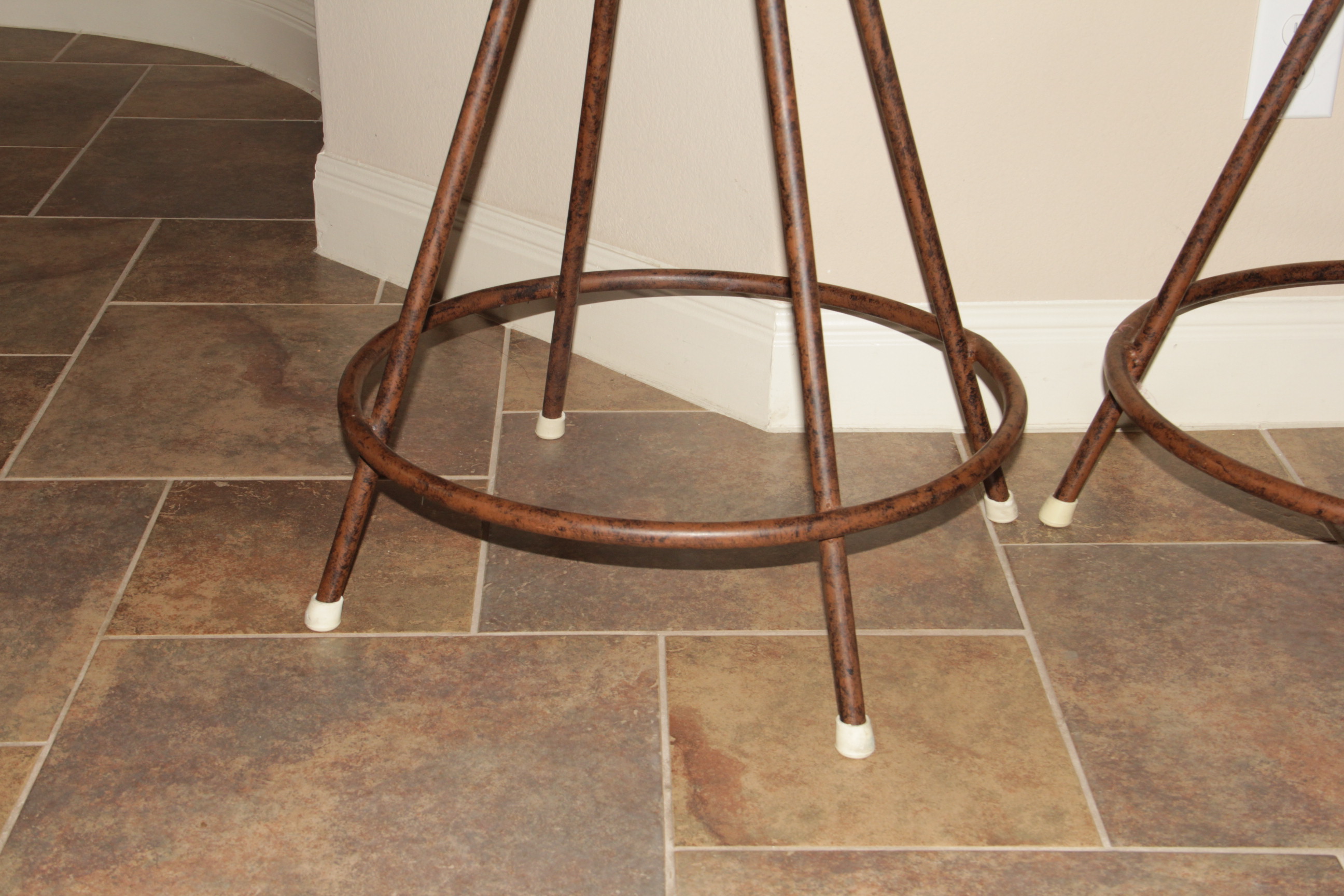 Two Wrought Iron Counter Height Stools