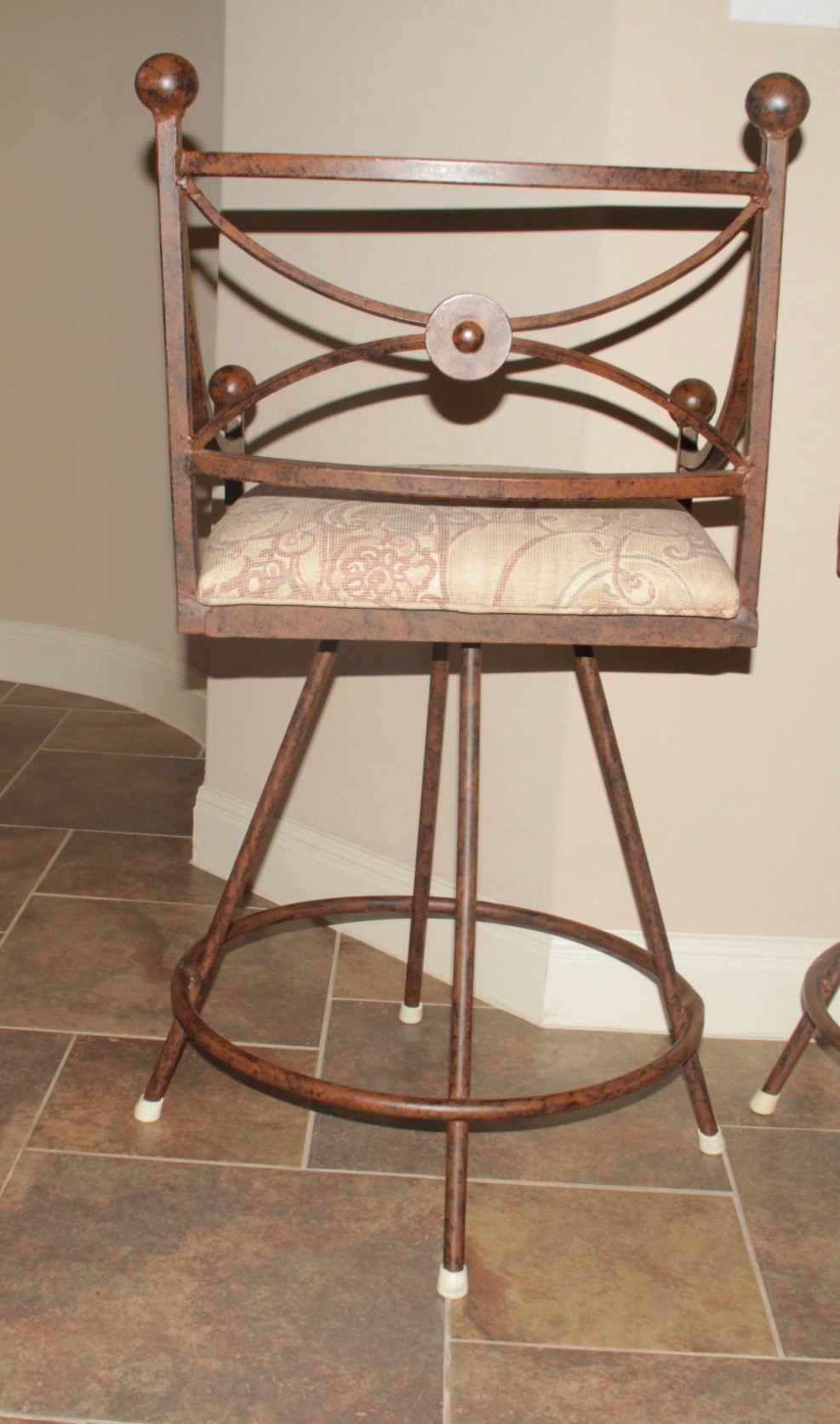 Two Wrought Iron Counter Height Stools