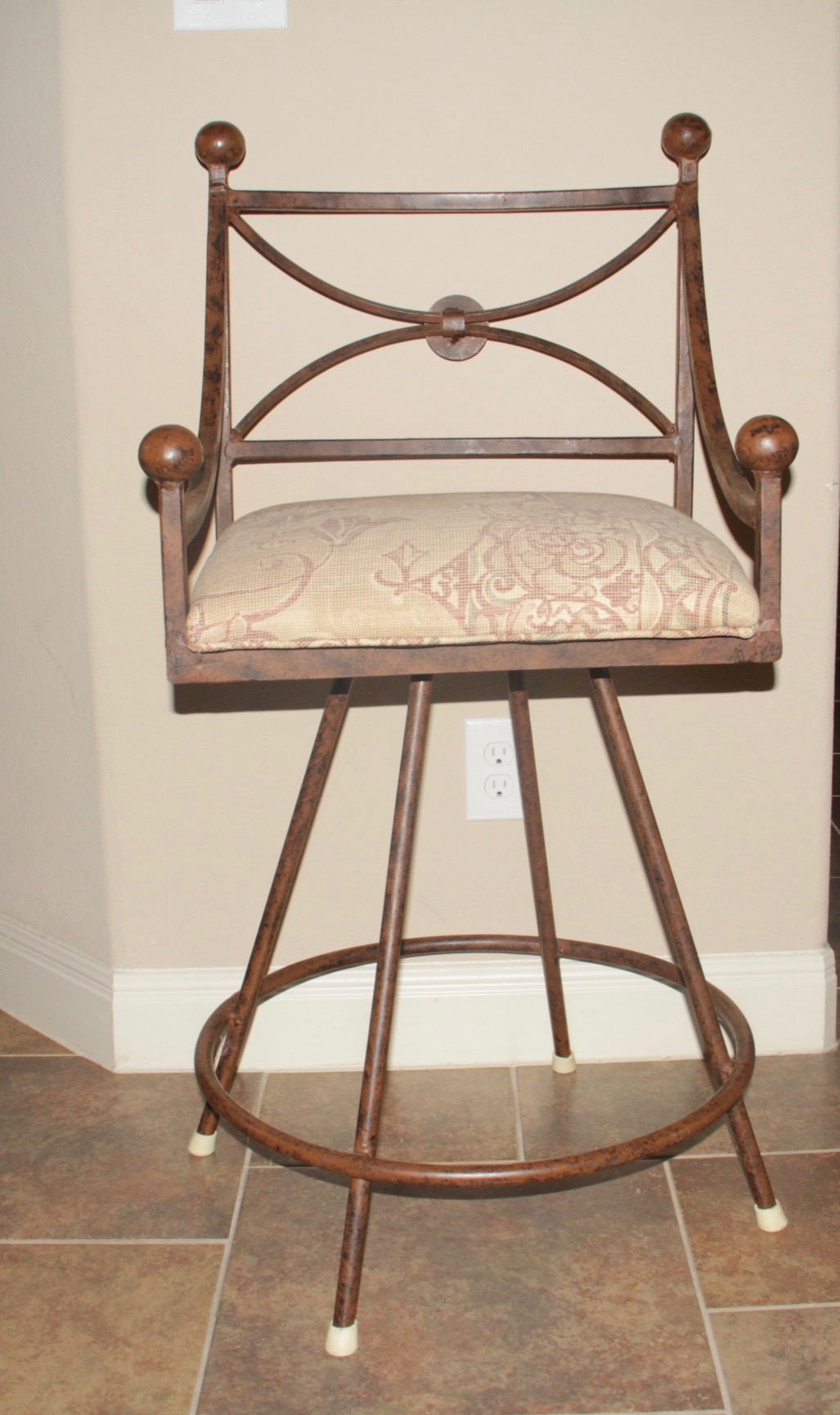 Two Wrought Iron Counter Height Stools