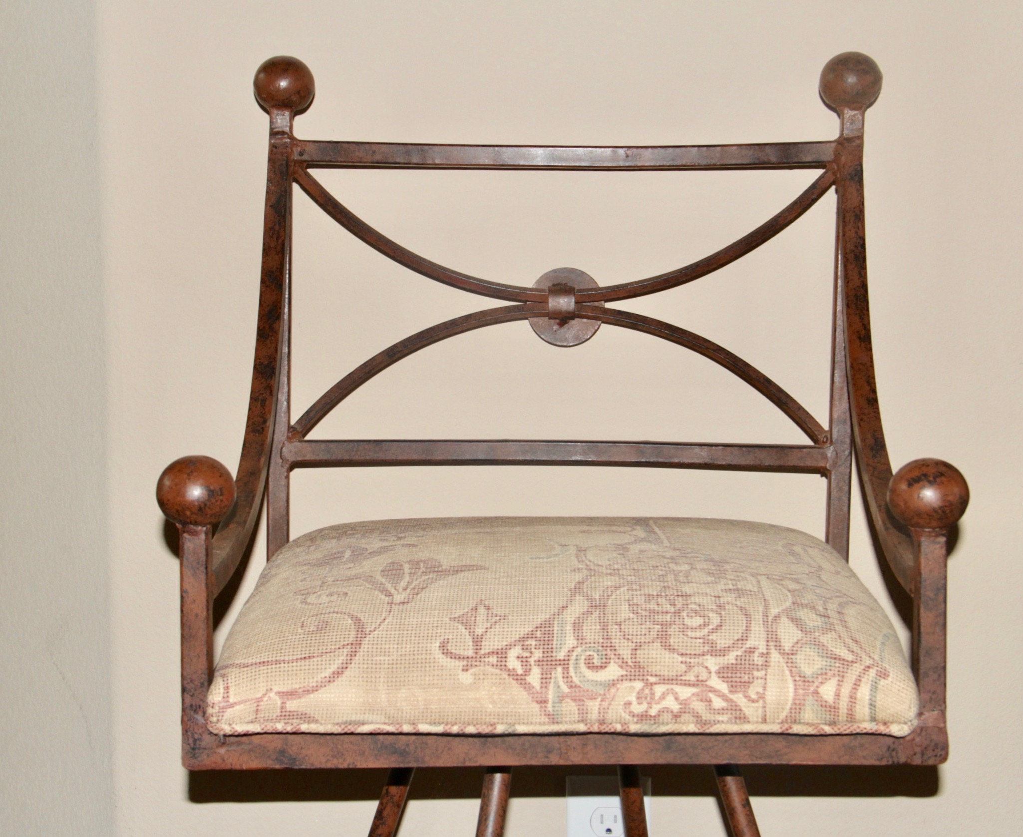Two Wrought Iron Counter Height Stools