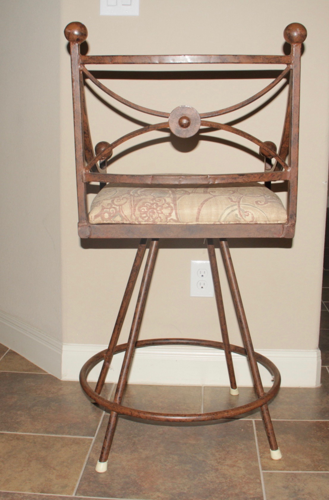 Two Wrought Iron Counter Height Stools