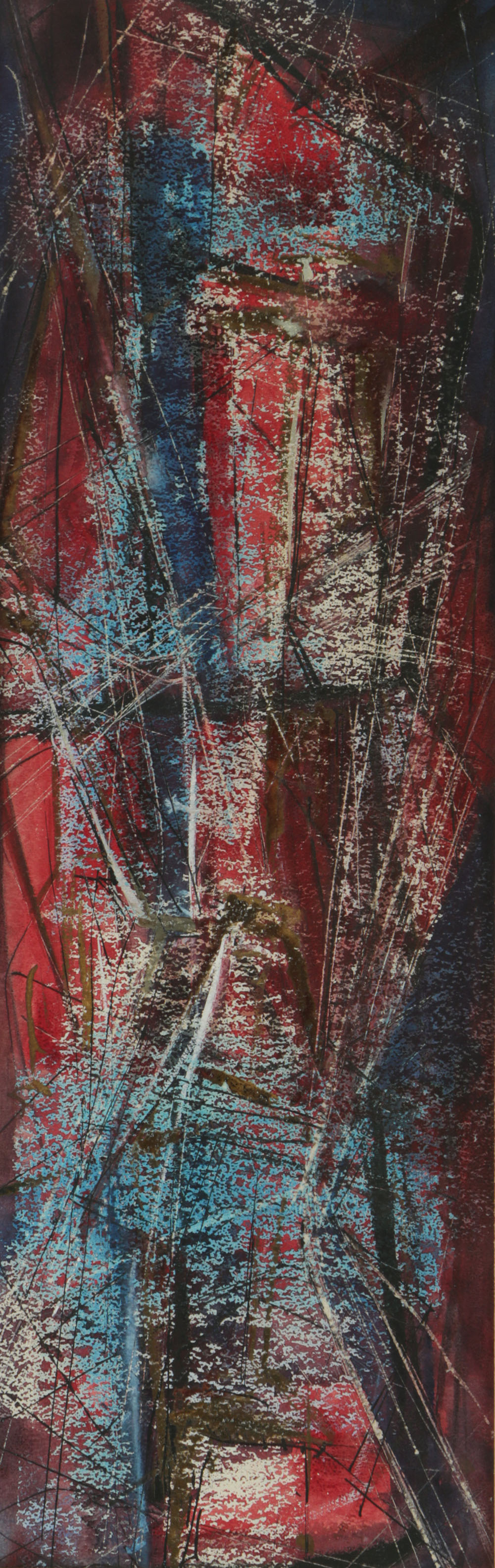 William A. Lewis Watercolor and Crayon Painting on Paper "The Ancient Kingdom"