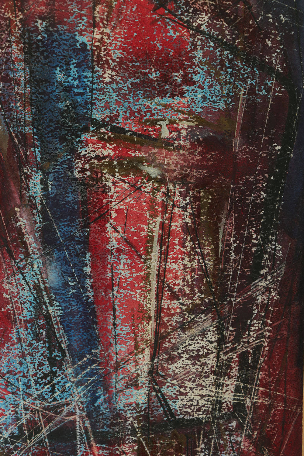 William A. Lewis Watercolor and Crayon Painting on Paper "The Ancient Kingdom"