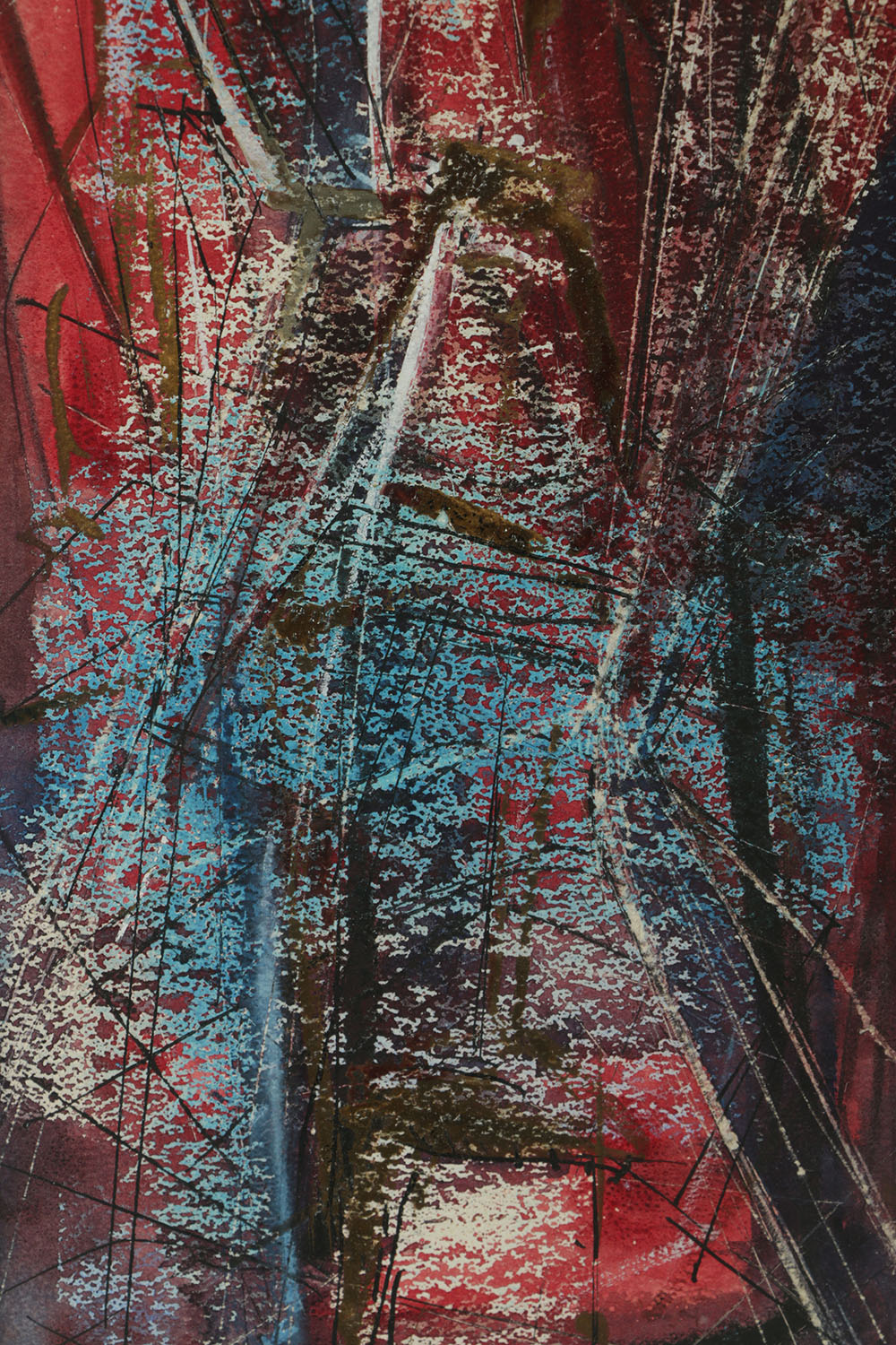 William A. Lewis Watercolor and Crayon Painting on Paper "The Ancient Kingdom"