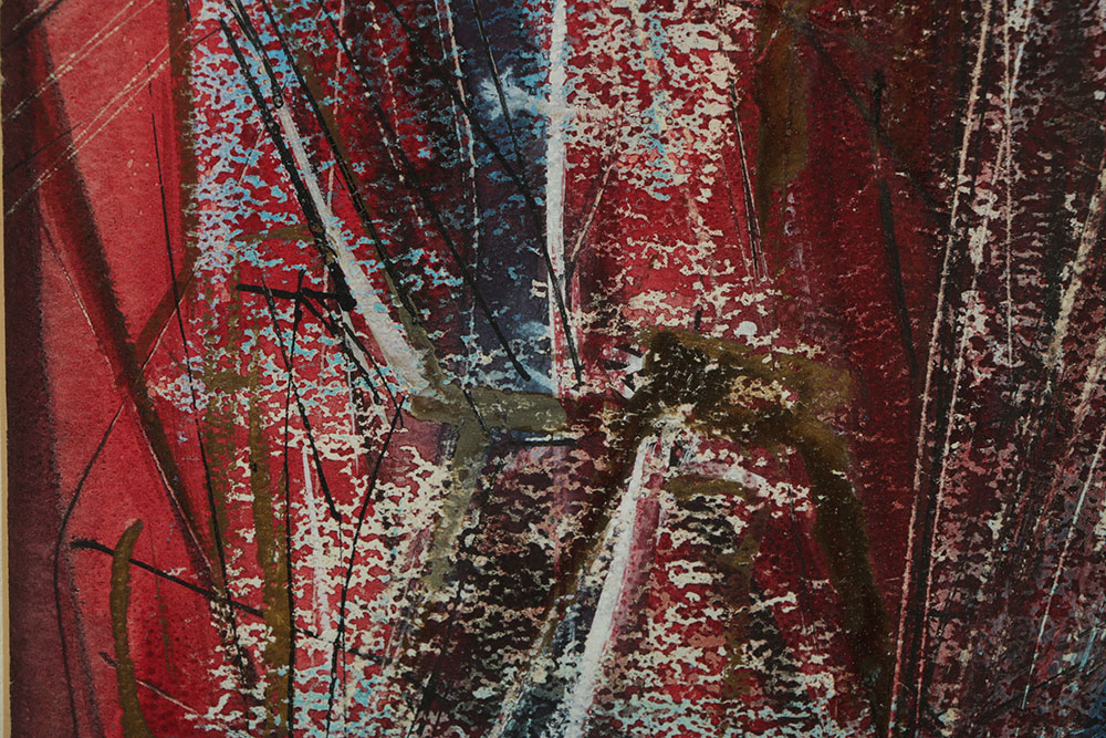 William A. Lewis Watercolor and Crayon Painting on Paper "The Ancient Kingdom"