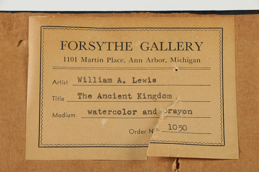 William A. Lewis Watercolor and Crayon Painting on Paper "The Ancient Kingdom"